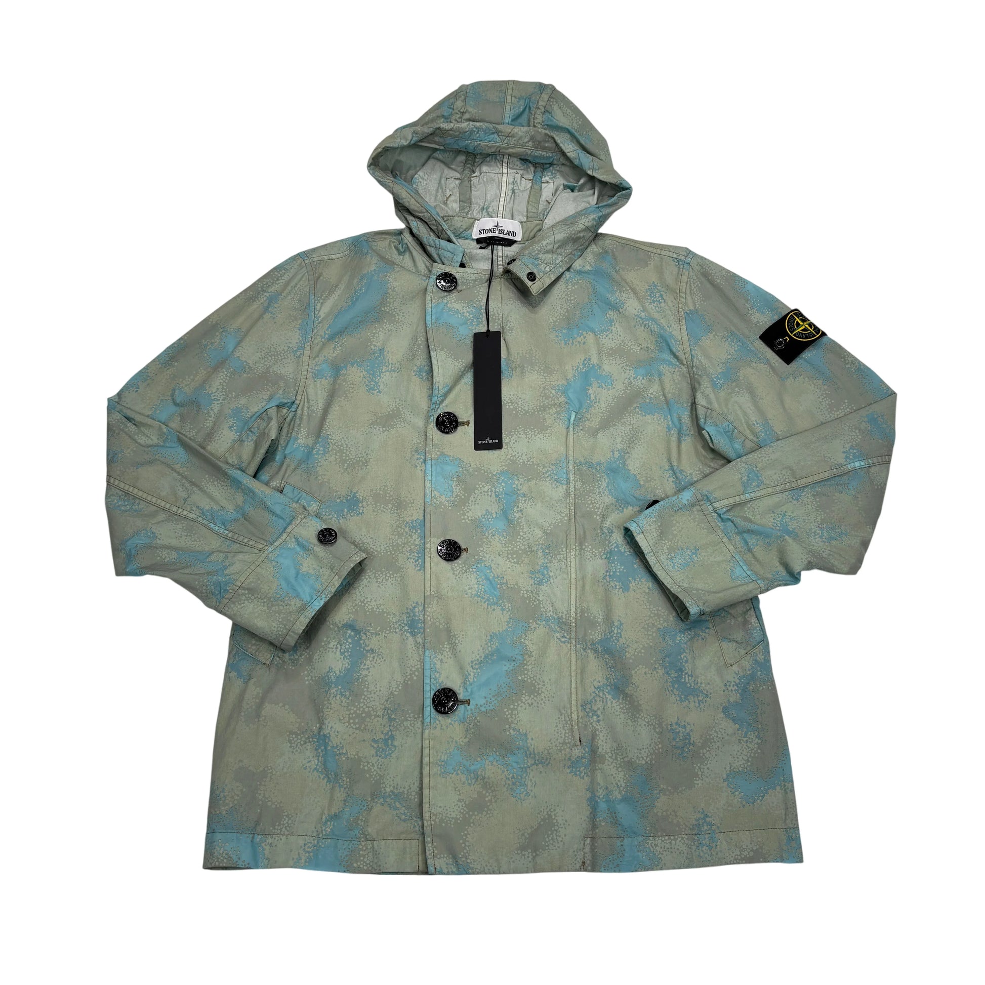 Stone Island Dove Grey Camo Devore Hooded Jacket