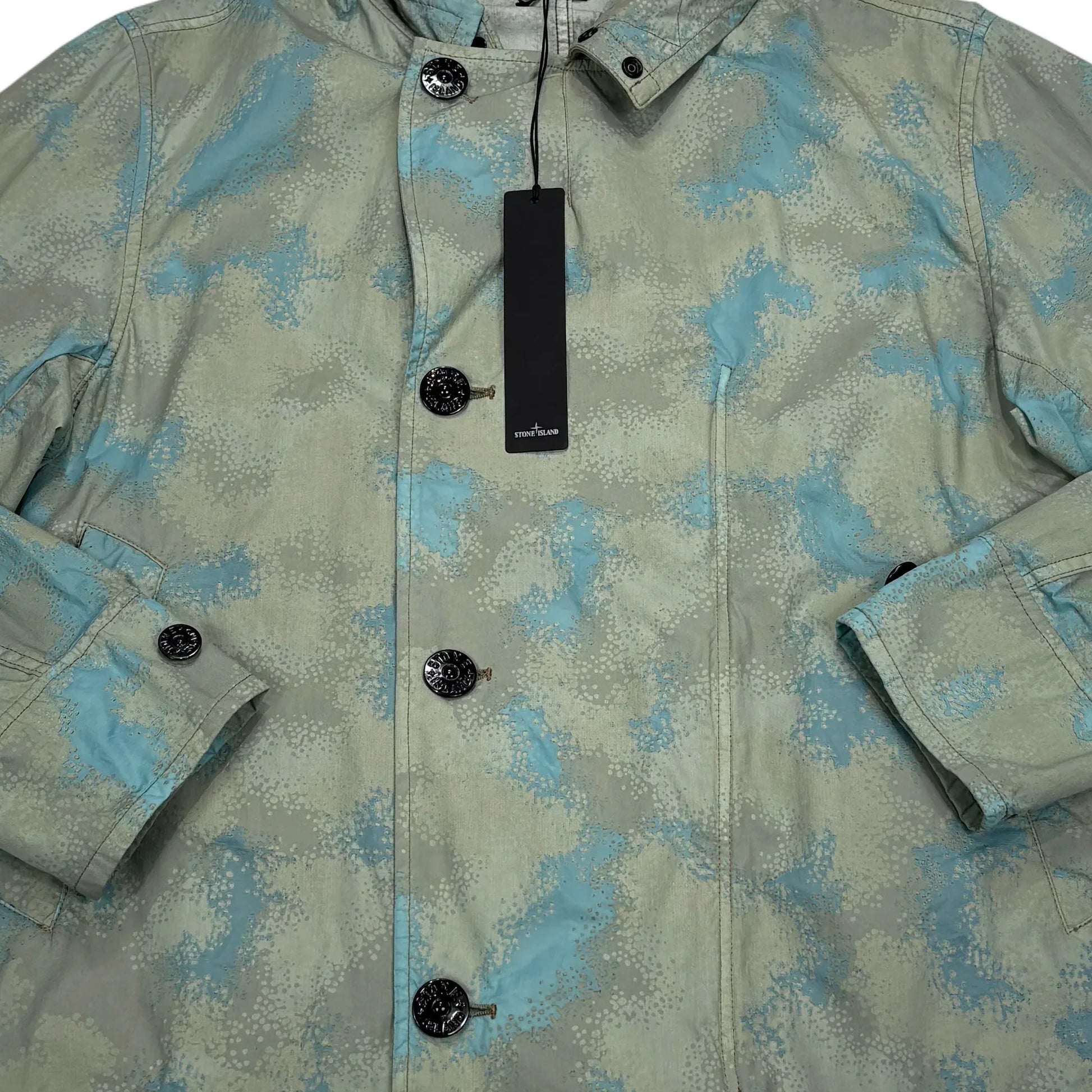 Stone Island Dove Grey Camo Devore Hooded Jacket