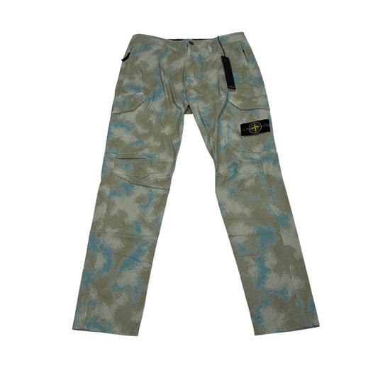 Stone Island Dove Grey Camo Devore Cargo Trousers