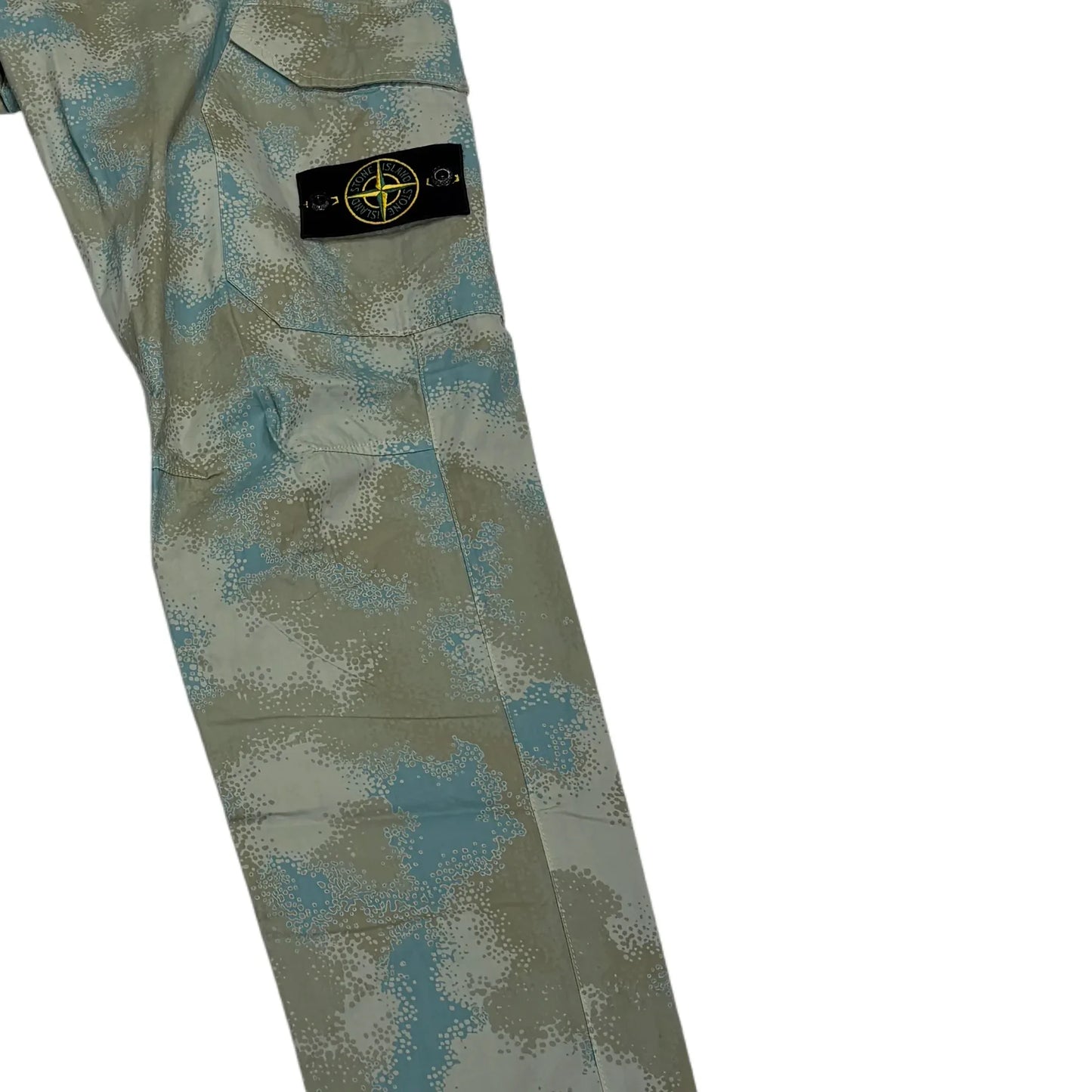 Stone Island Dove Grey Camo Devore Cargo Trousers