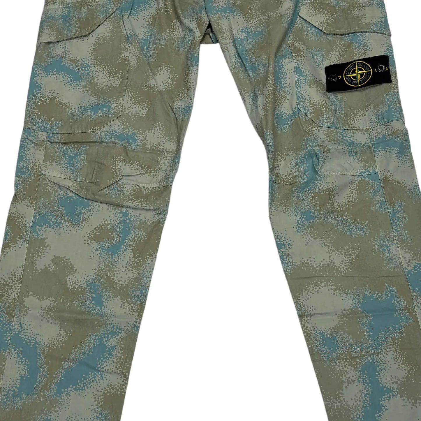 Stone Island Dove Grey Camo Devore Cargo Trousers