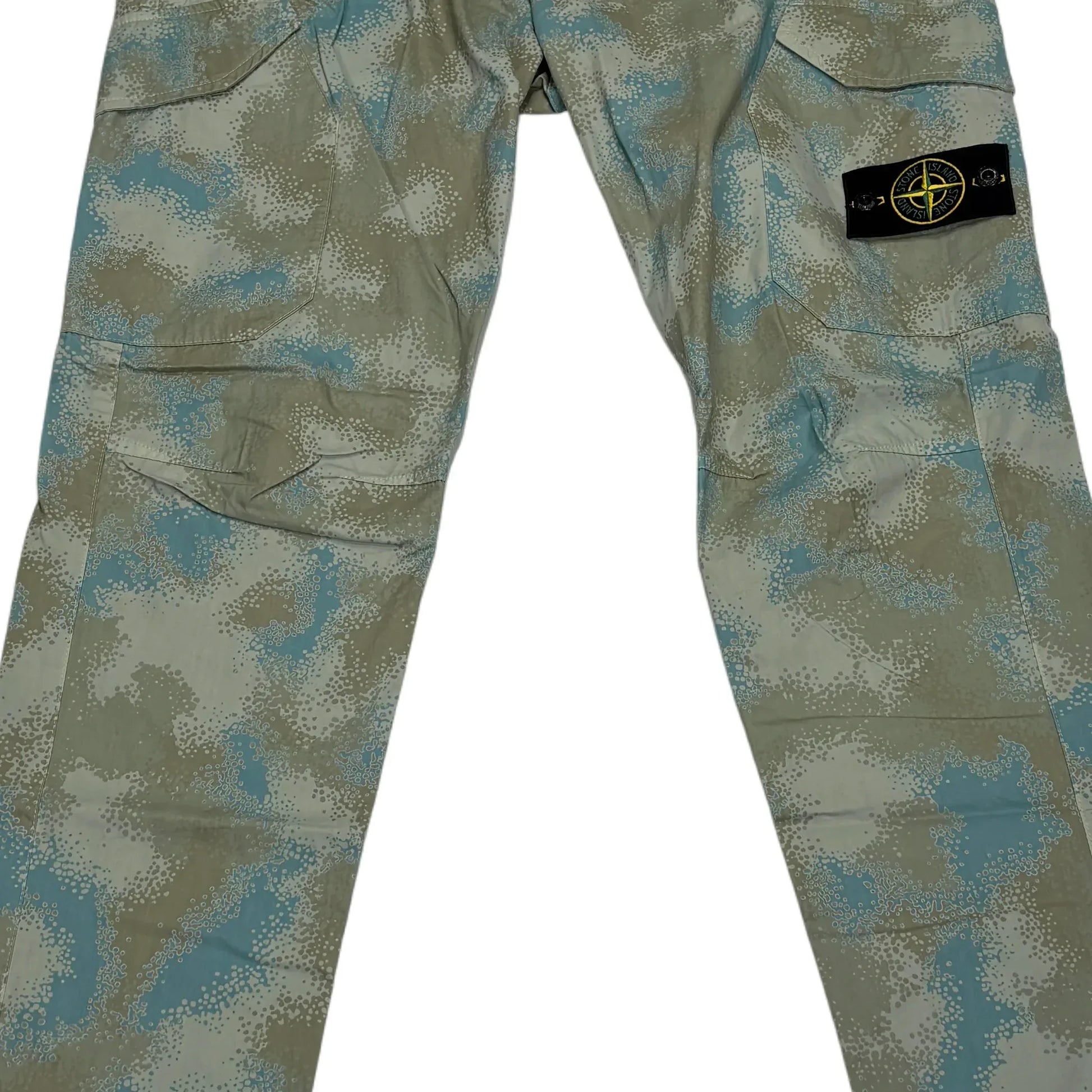 Stone Island Dove Grey Camo Devore Cargo Trousers