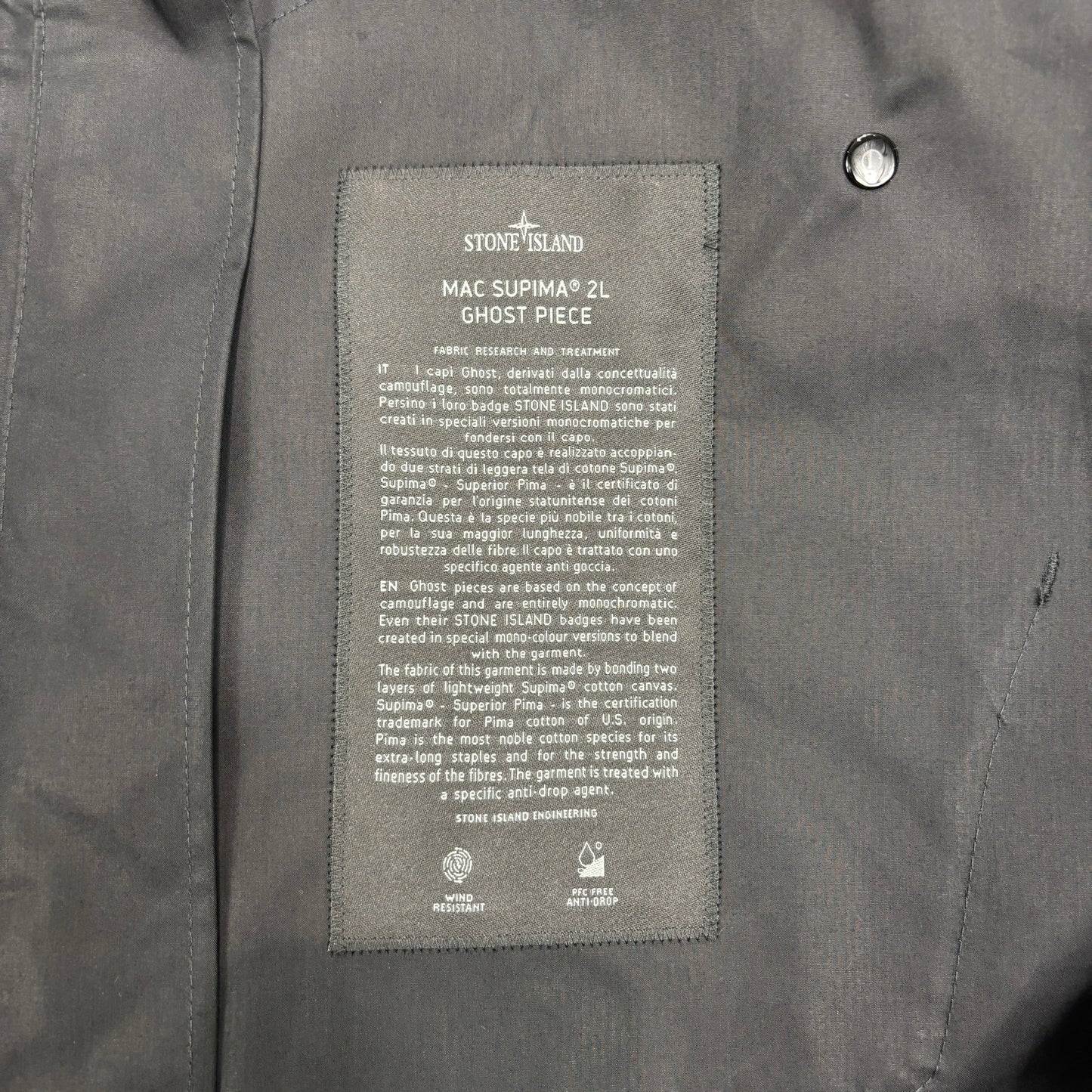 Stone Island Black Mac Supima 2L Ghost Piece Jacket