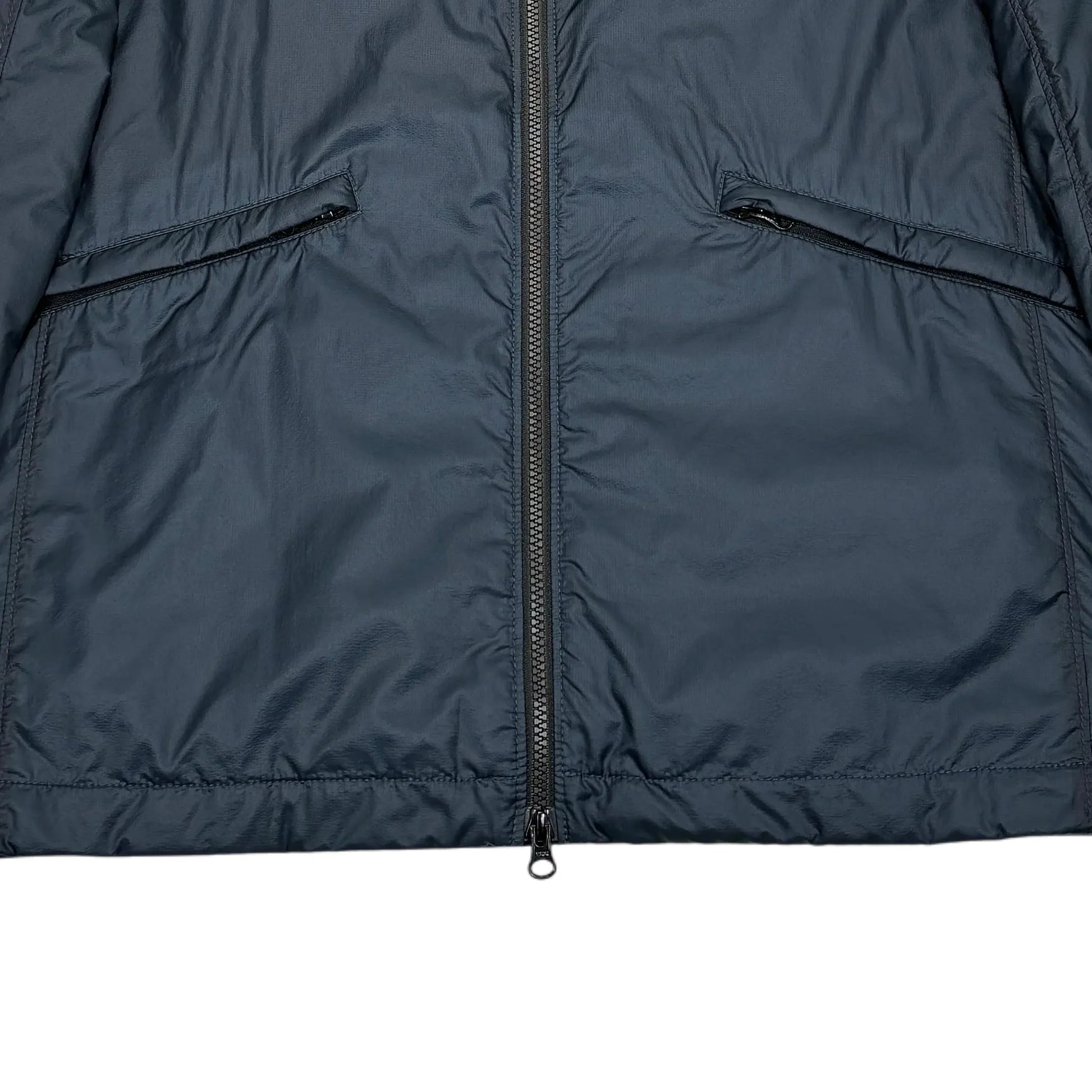 Stone Island Navy Blue Bio-Based Ripstop Nylon with Primaloft Insulation Technology Jacket