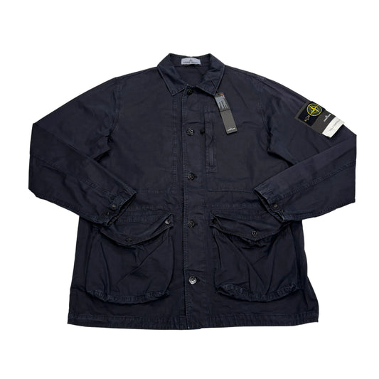 Stone Island Navy Blue Tela Smerigliata Jacket