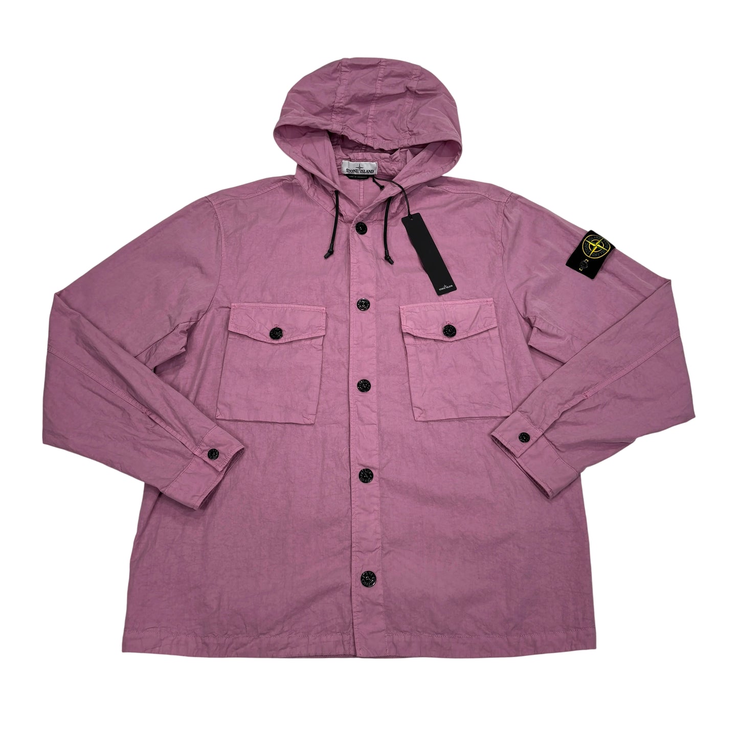 Stone Island Pink Hooded Compass Patch Overshirt Jacket