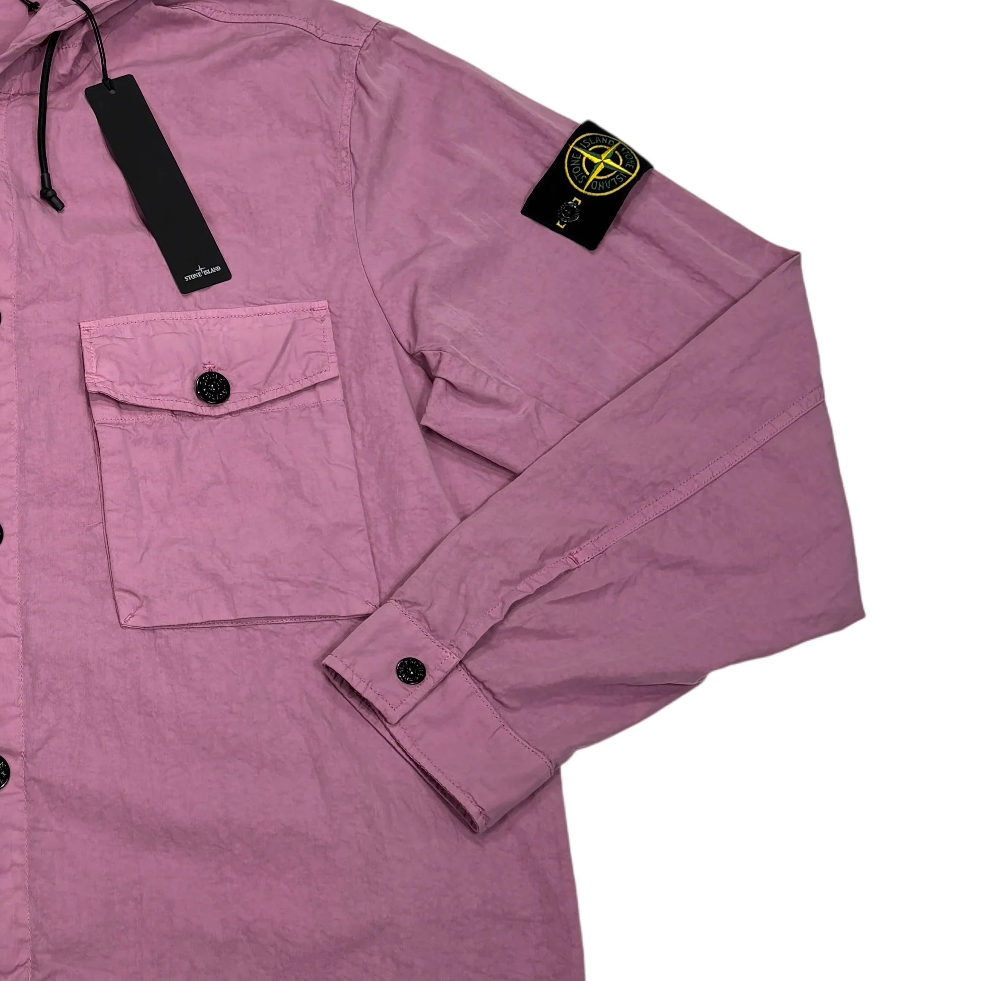 Stone Island Pink Hooded Compass Patch Overshirt Jacket