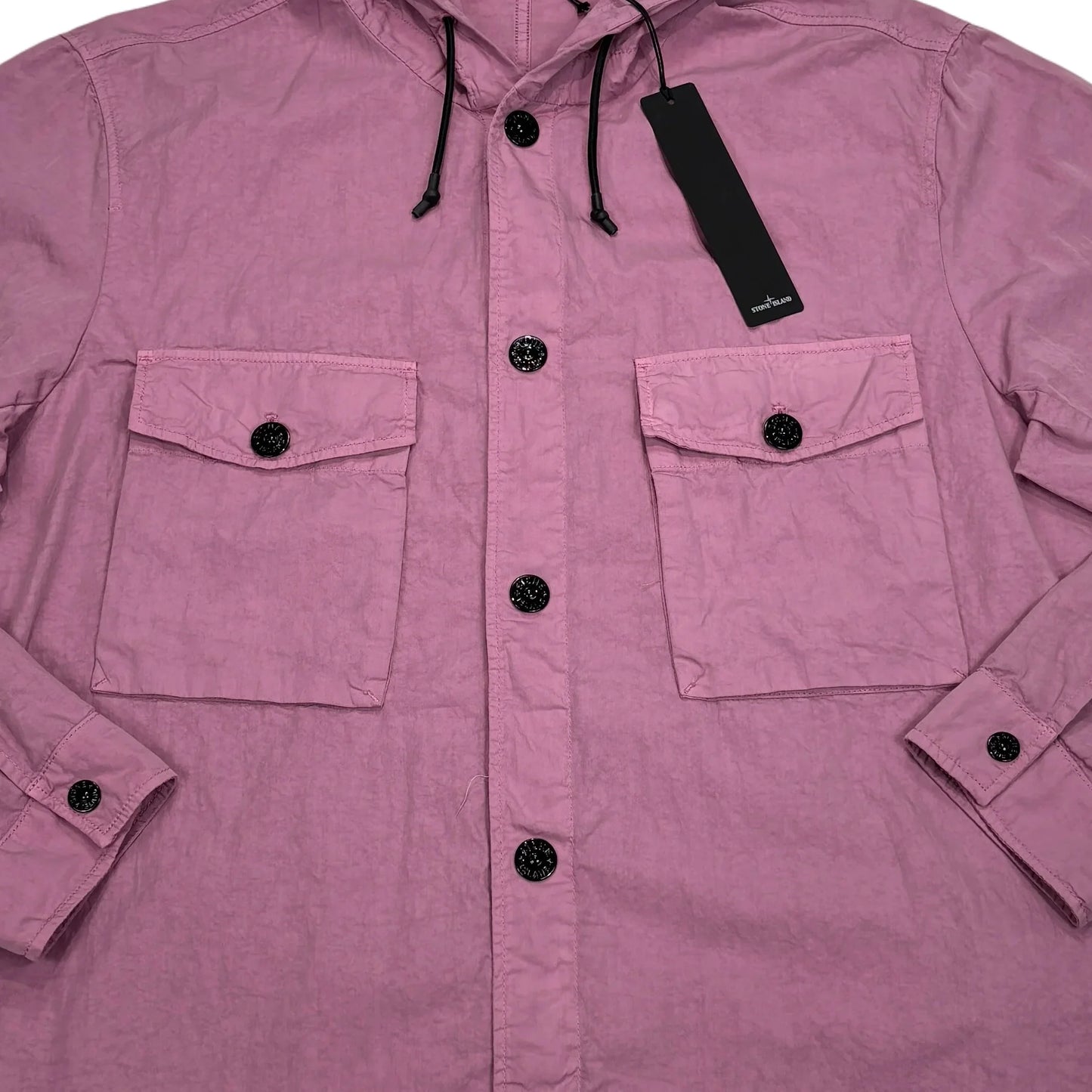 Stone Island Pink Hooded Compass Patch Overshirt Jacket