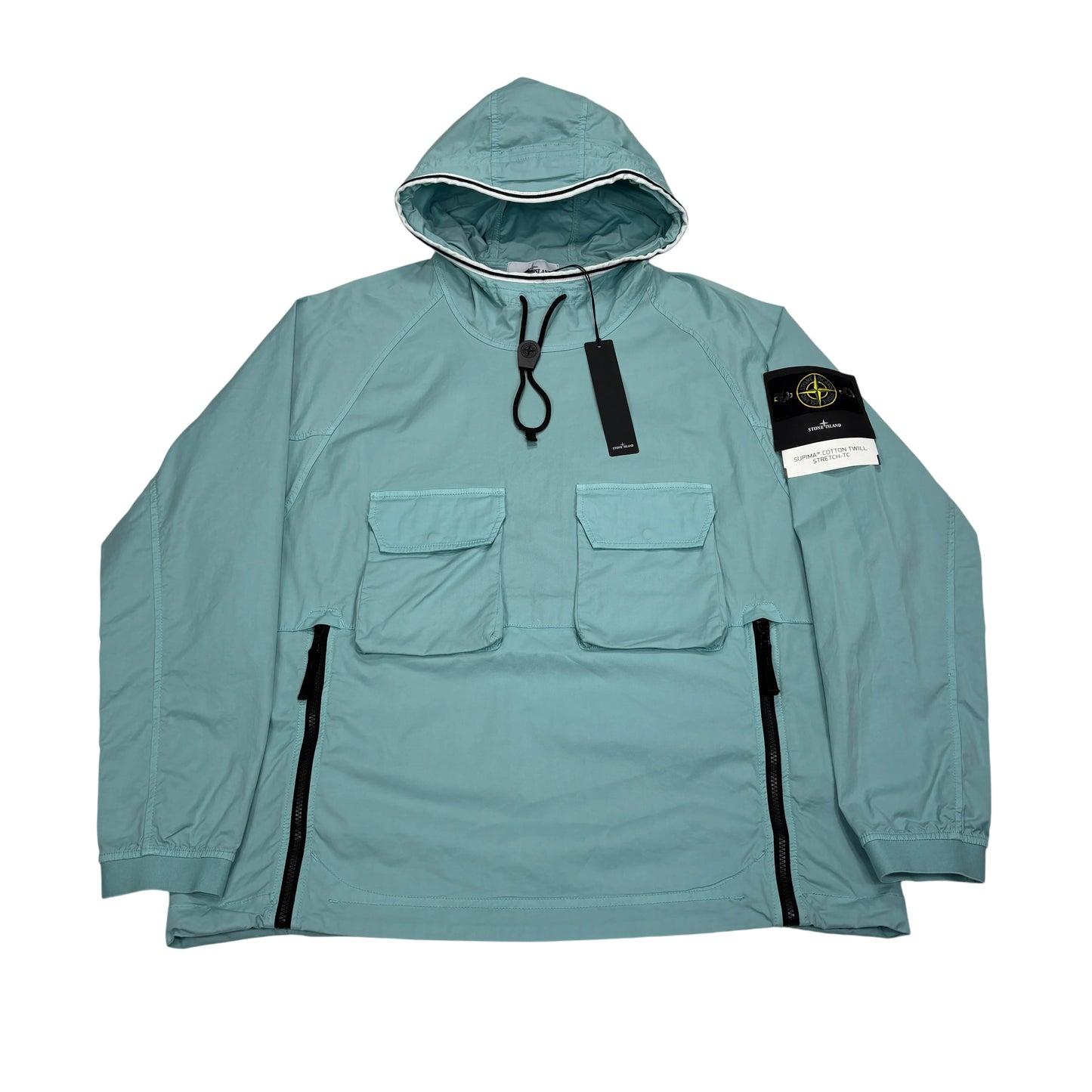 Stone Island Baby Blue Supima Cotton Twill Stretch-TC Hooded Smock