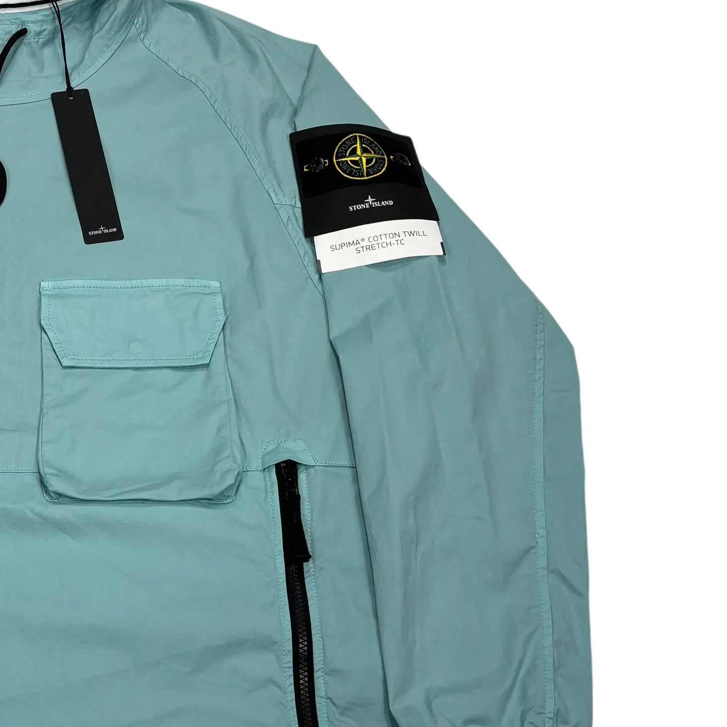 Stone Island Baby Blue Supima Cotton Twill Stretch-TC Hooded Smock