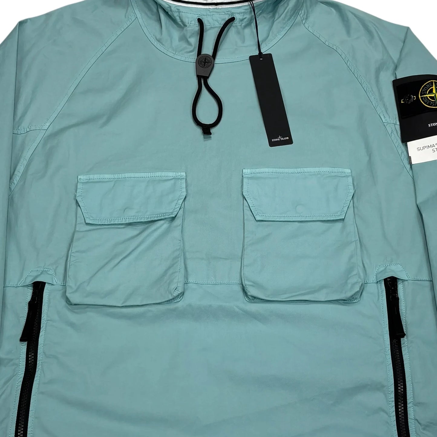 Stone Island Baby Blue Supima Cotton Twill Stretch-TC Hooded Smock