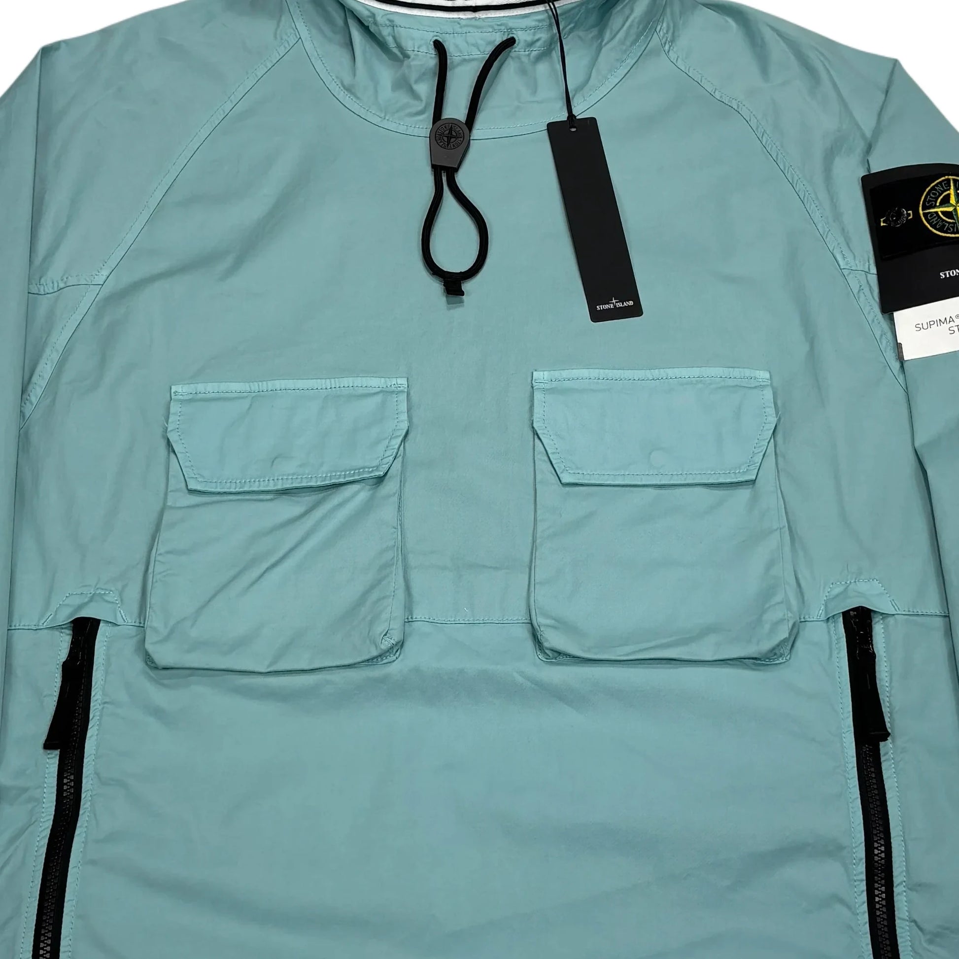 Stone Island Baby Blue Supima Cotton Twill Stretch-TC Hooded Smock