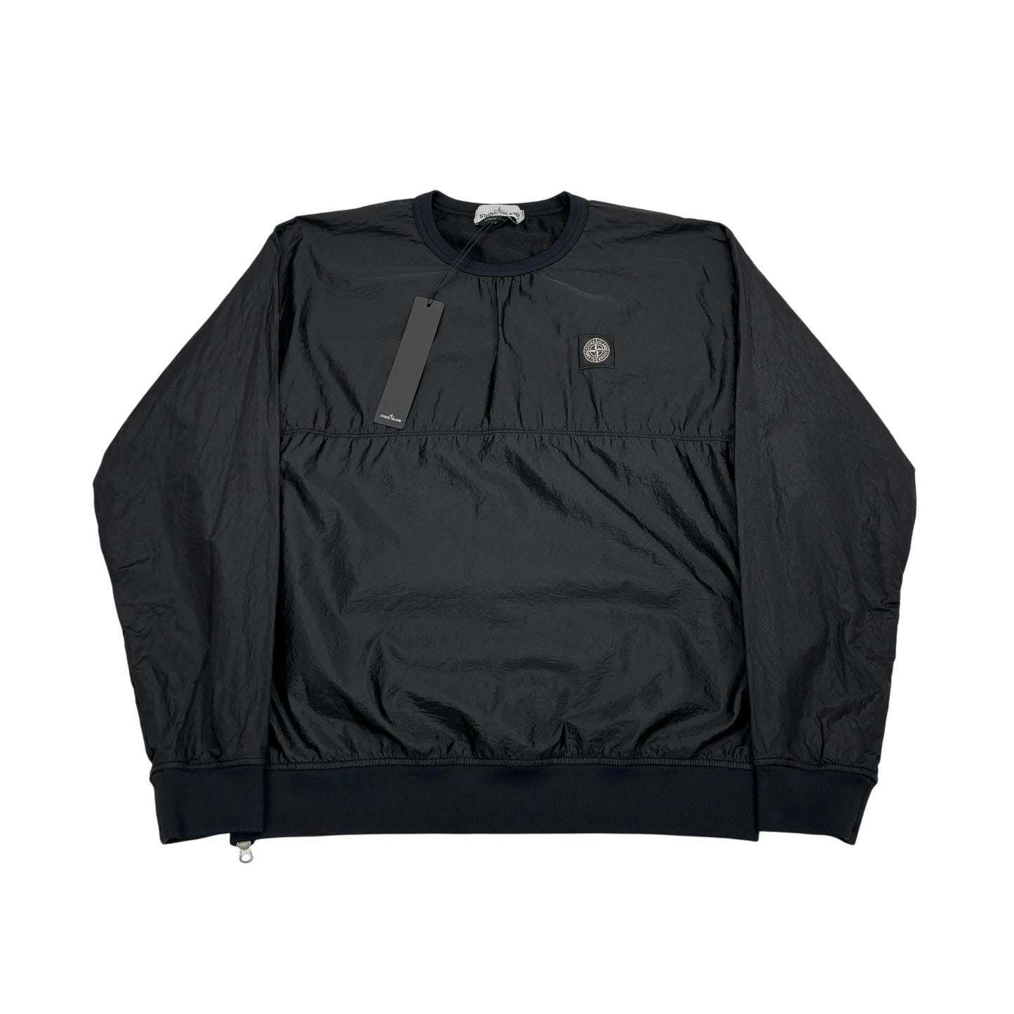 Stone Island Black Patch Logo Nylon Metal Crewneck Jumper