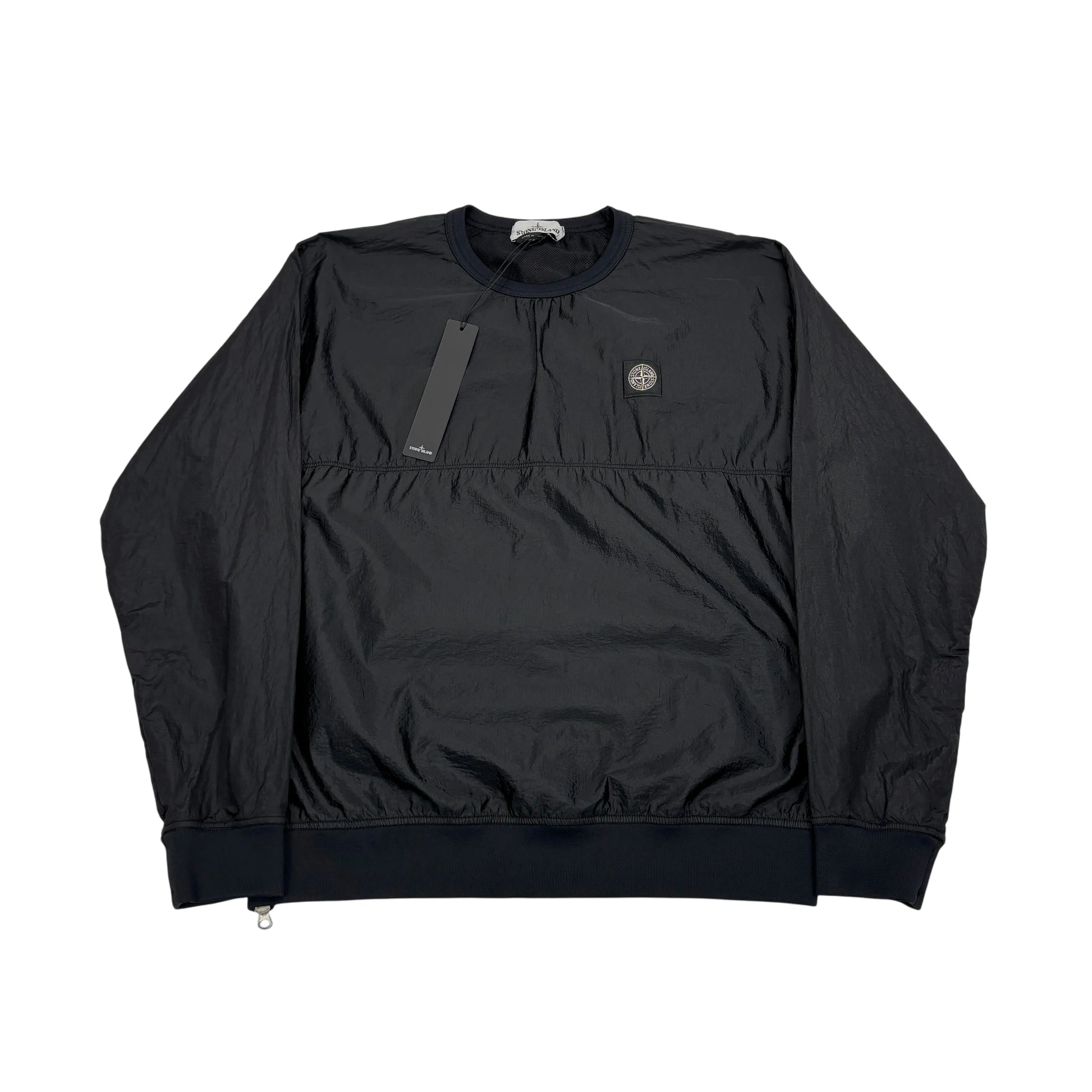 Stone Island Black Patch Logo Nylon Metal Crewneck Jumper