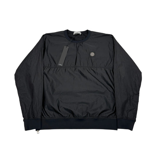 Stone Island Black Patch Logo Nylon Metal Crewneck Jumper
