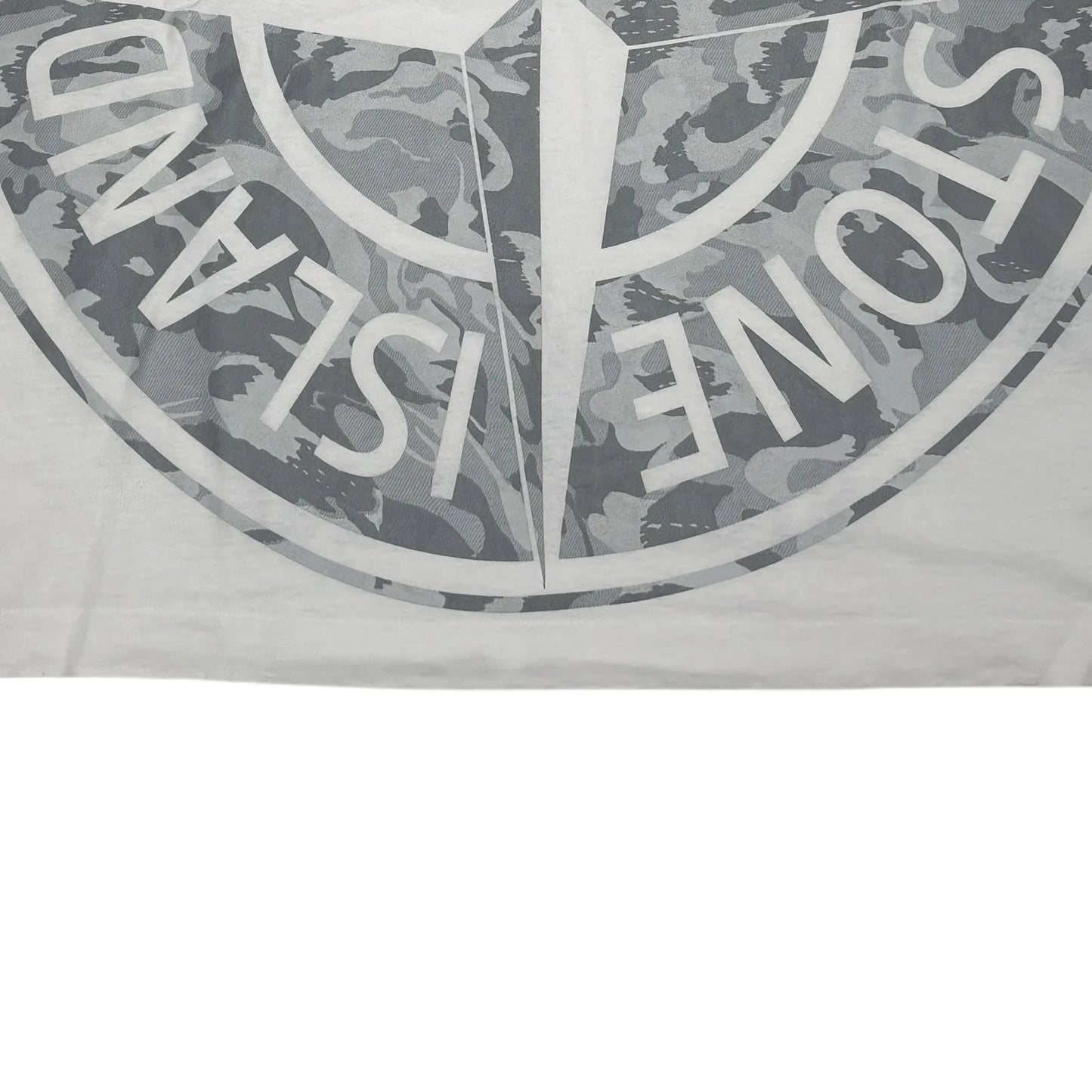 Stone Island White Large Printed Logo Design T-shirt