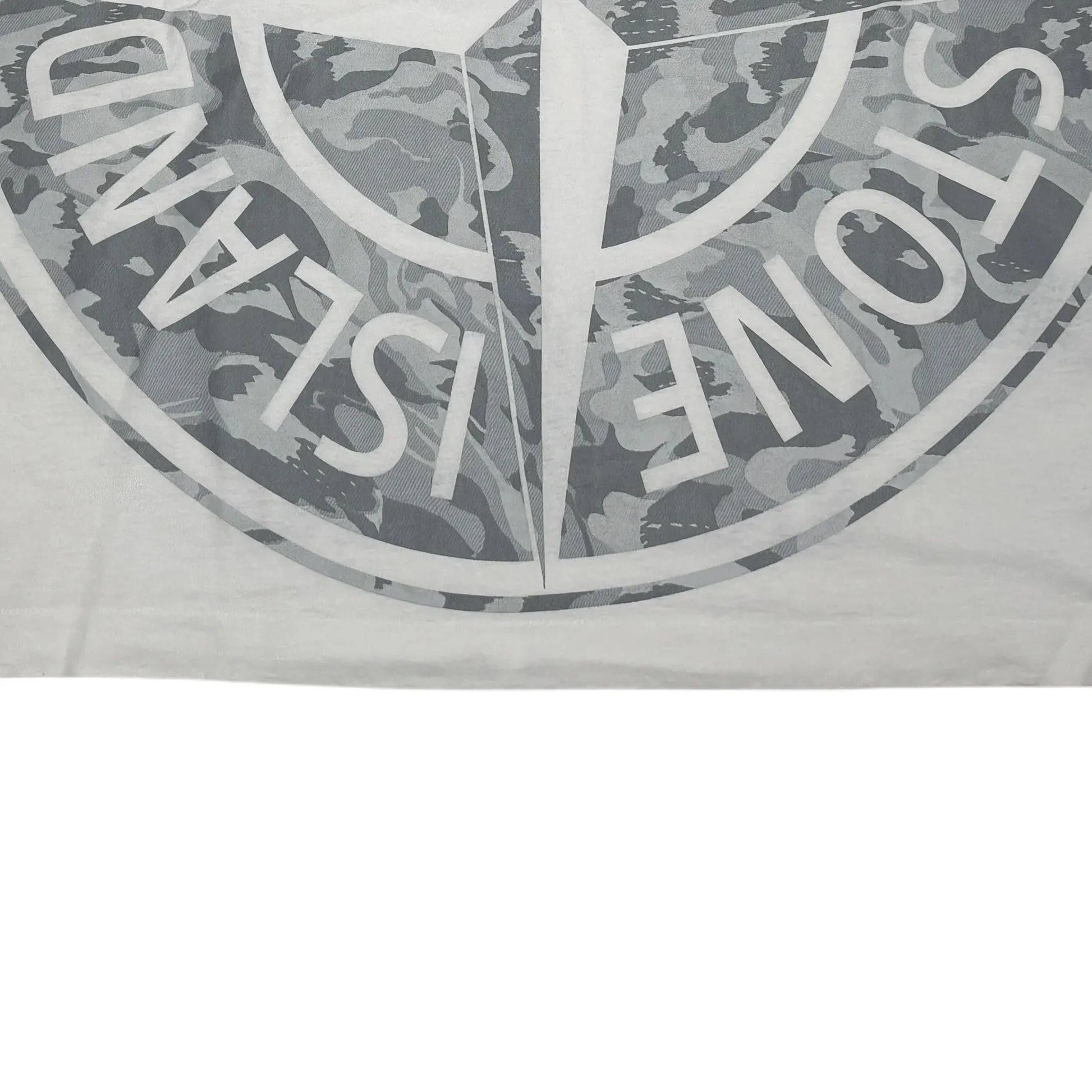 Stone Island White Large Printed Logo Design T-shirt