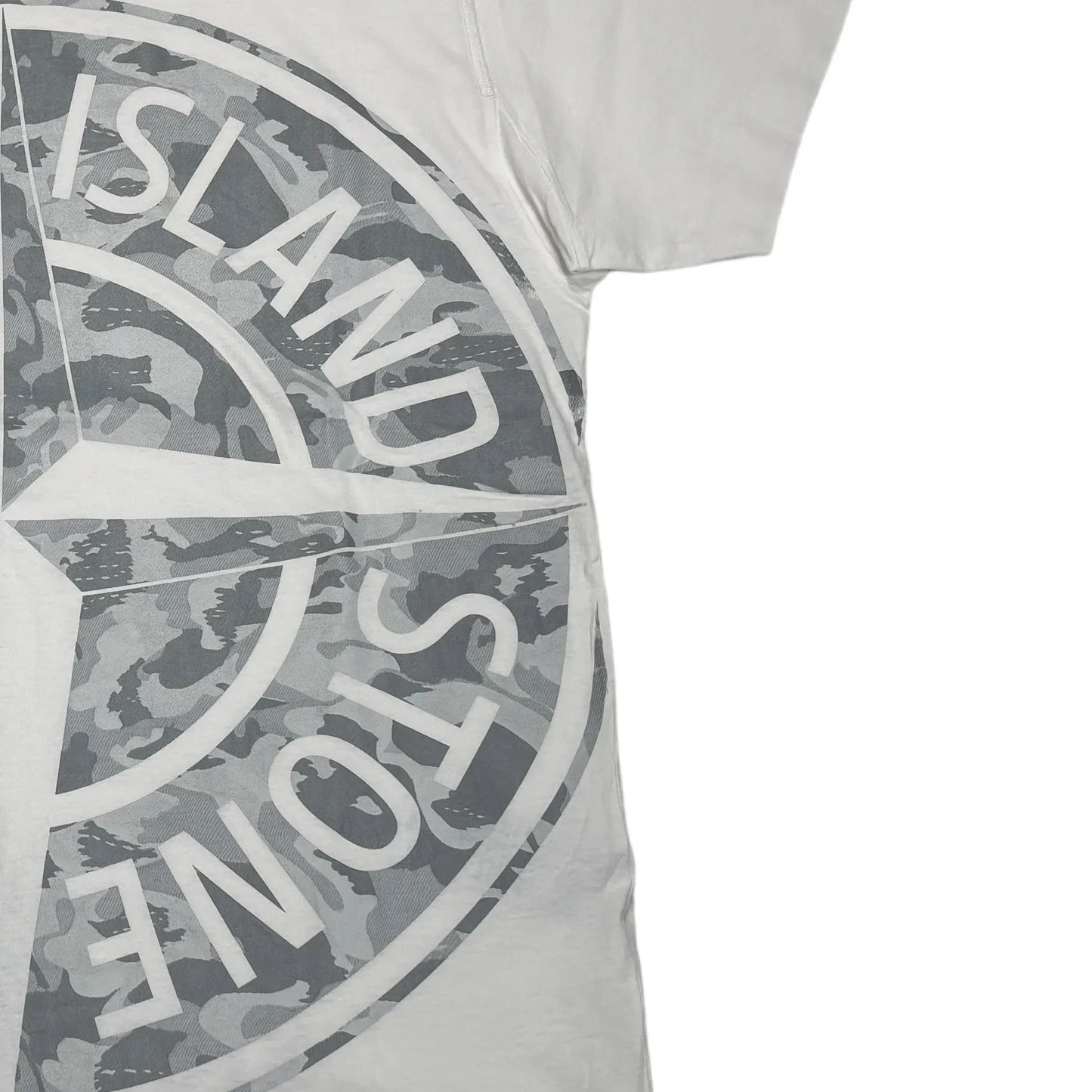 Stone Island White Large Printed Logo Design T-shirt