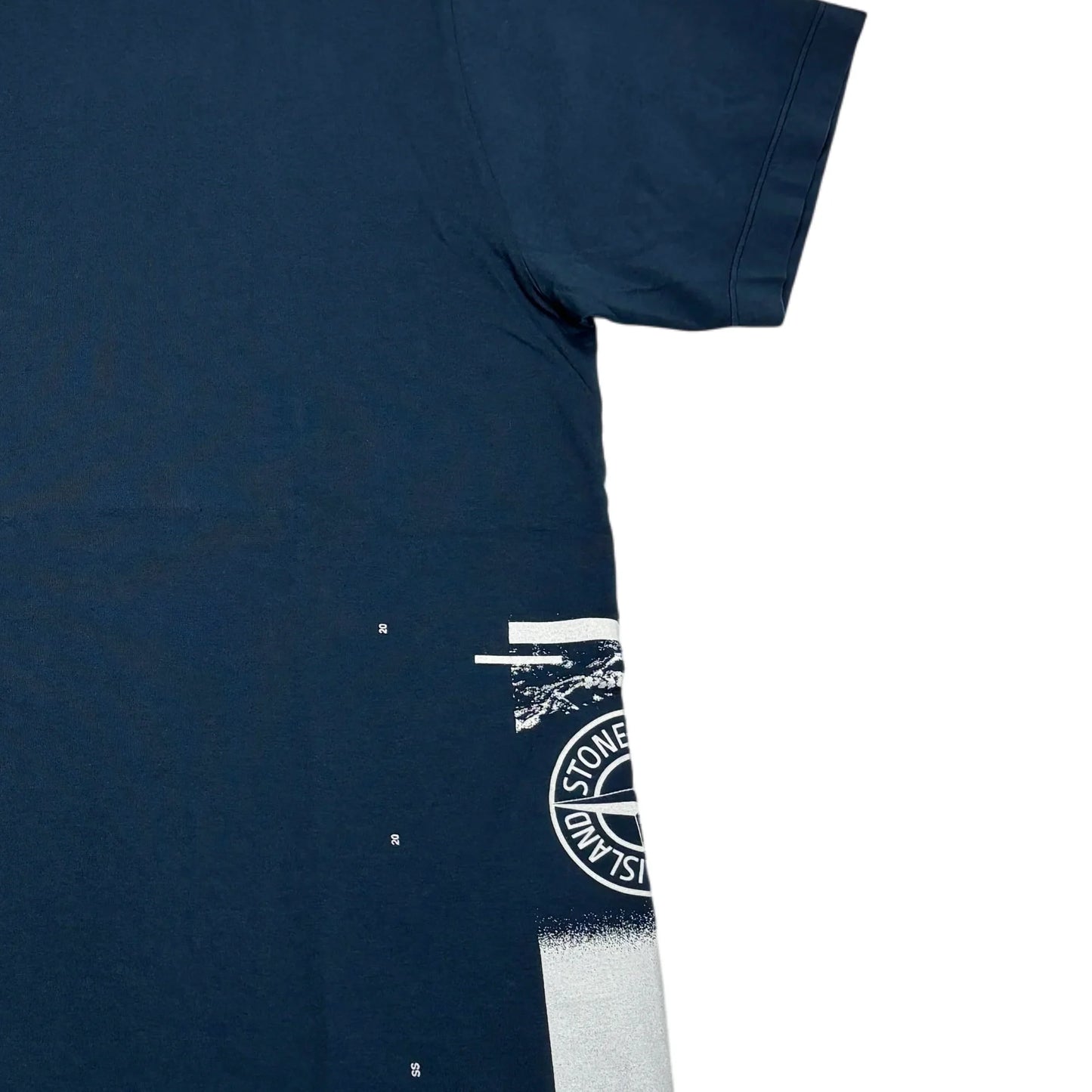 Stone Island Navy Blue Printed Logo Design T-shirt