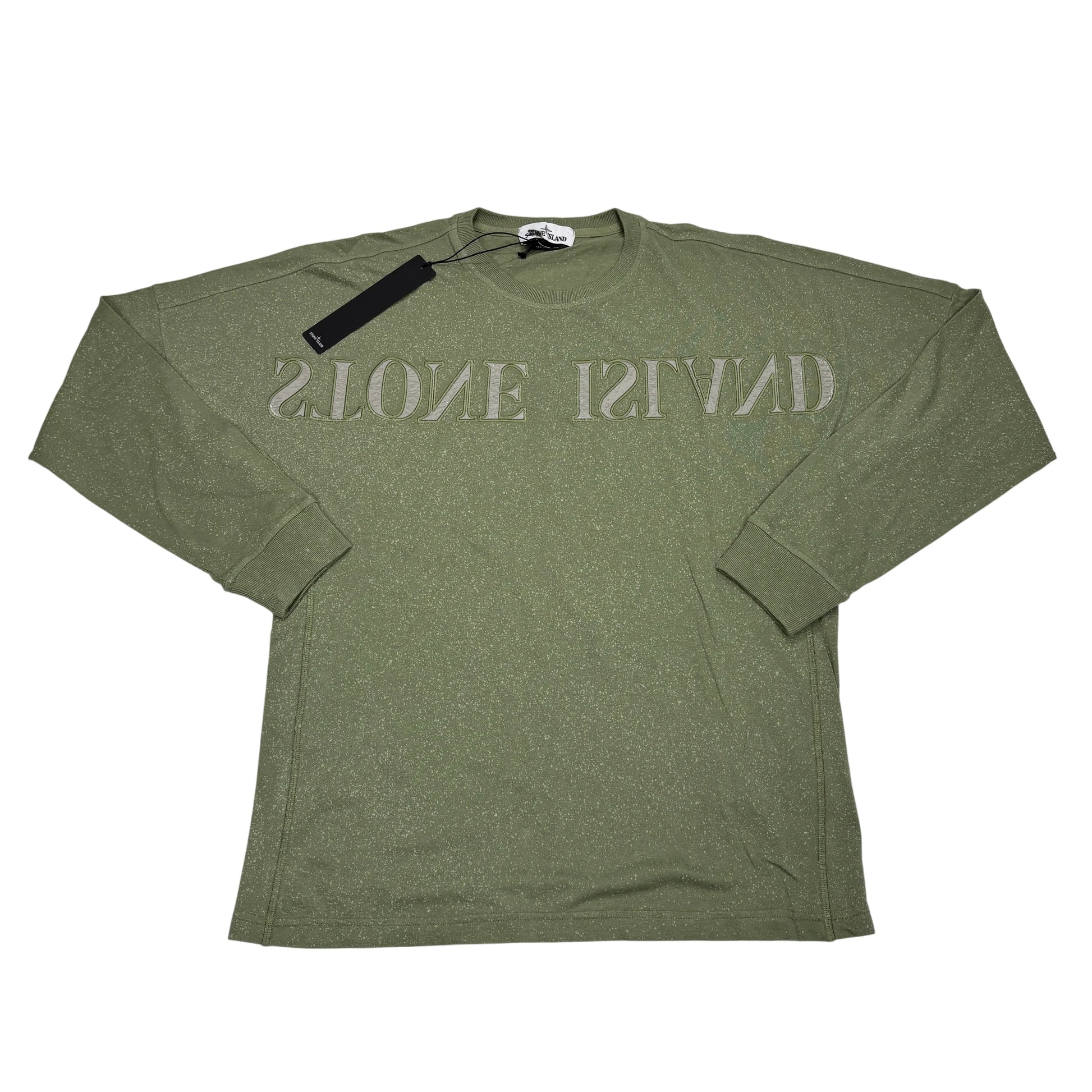 Stone Island Green Reverse Logo Graphic Jumper