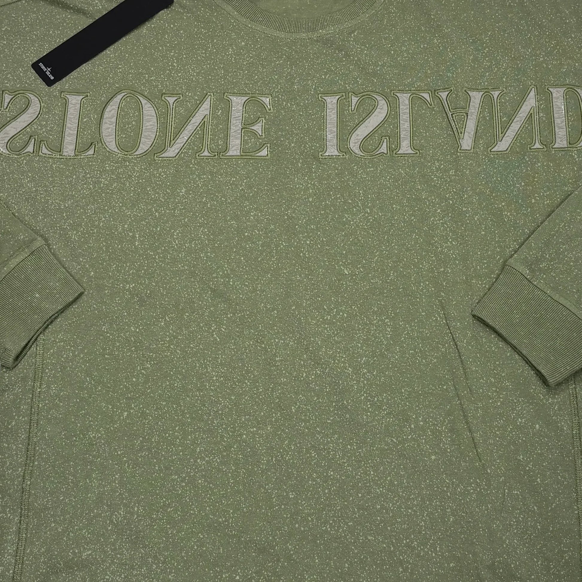Stone Island Green Reverse Logo Graphic Jumper