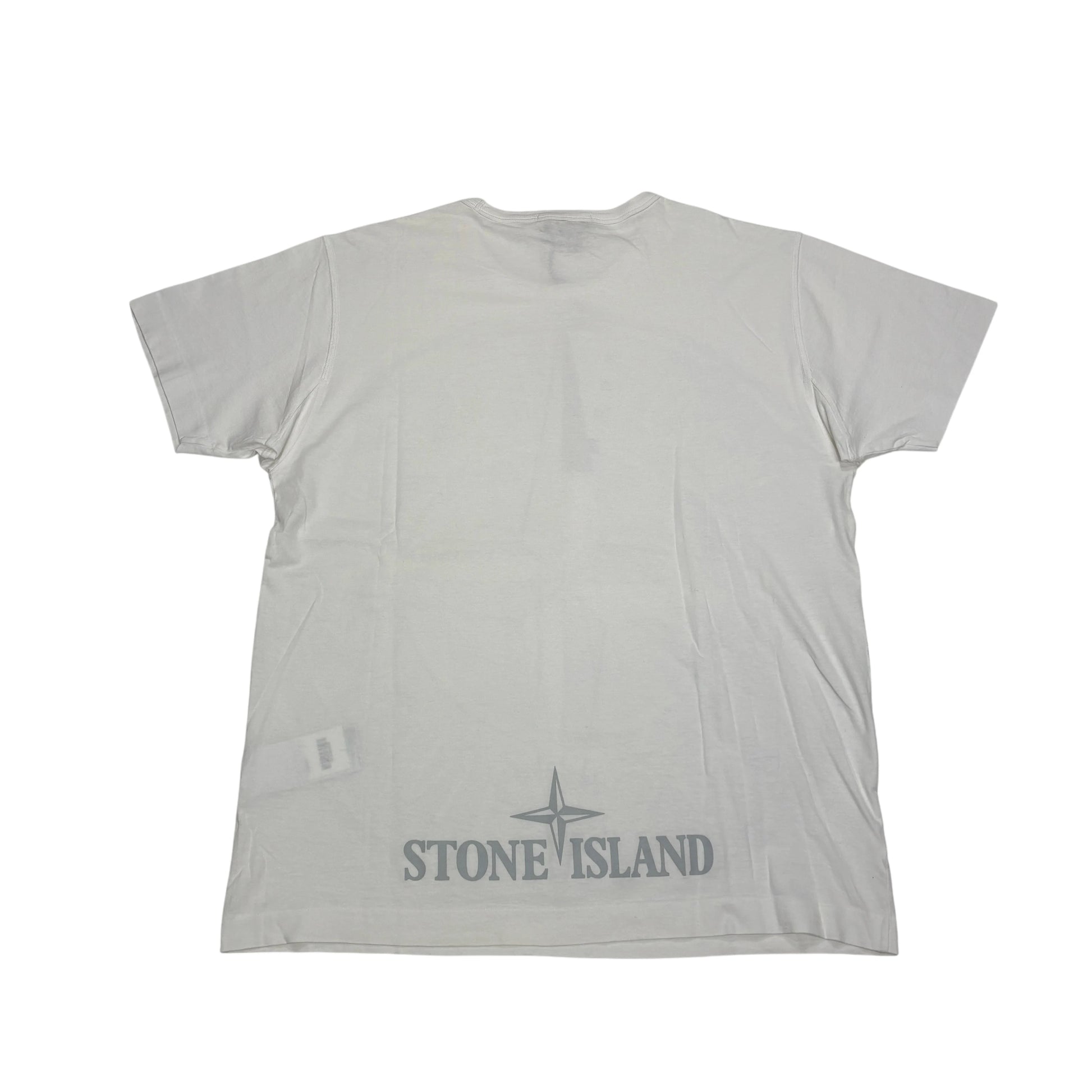 Stone Island White Large Printed Logo Design T-shirt
