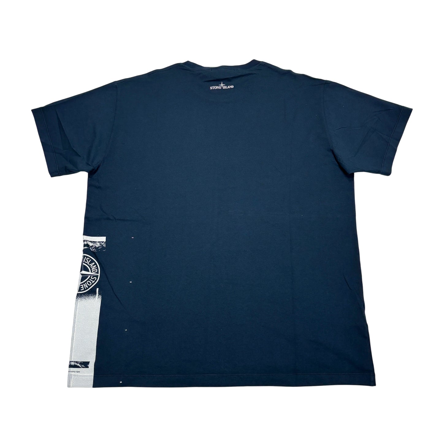 Stone Island Navy Blue Printed Logo Design T-shirt