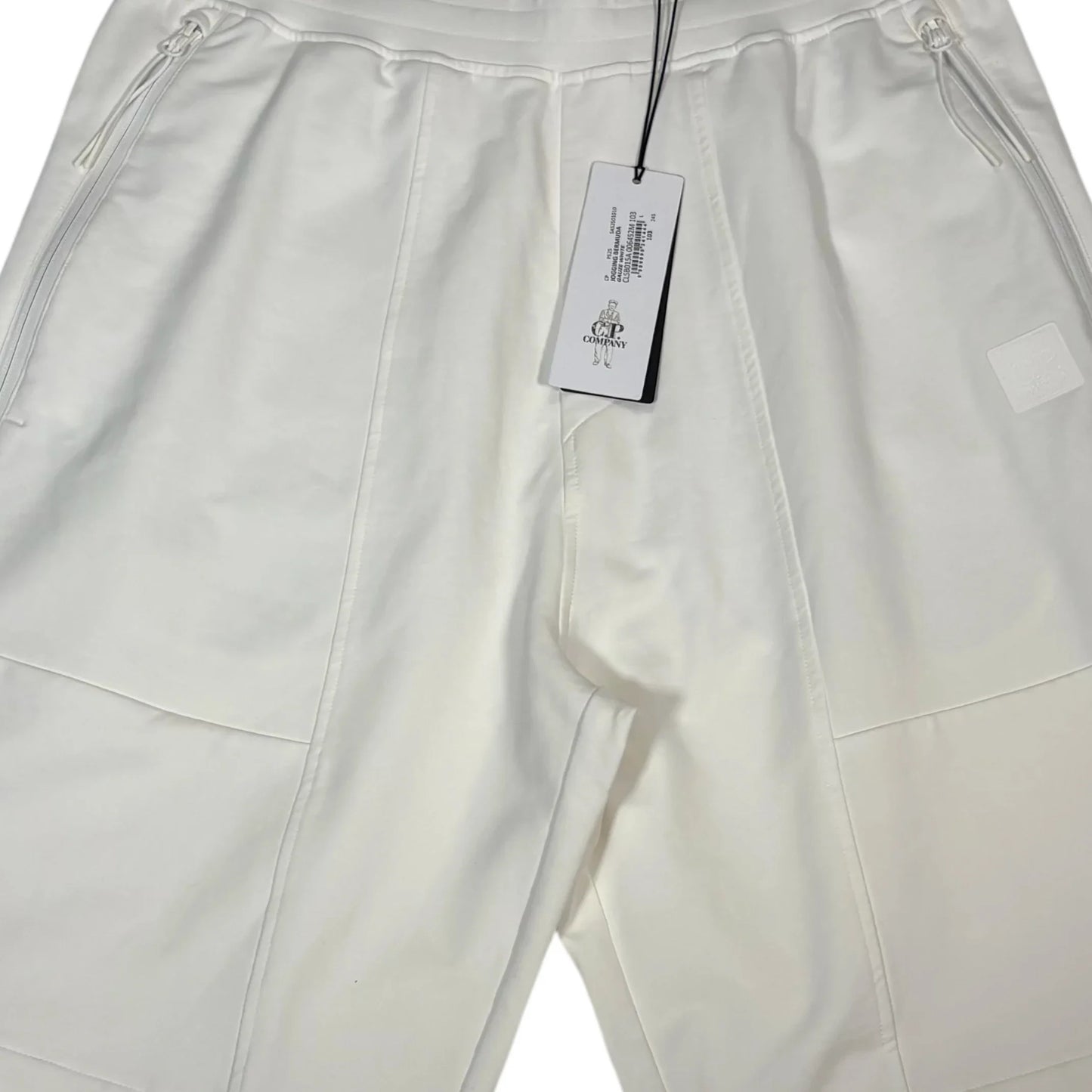CP Company White Rubberised Box Logo Spell Out Shorts