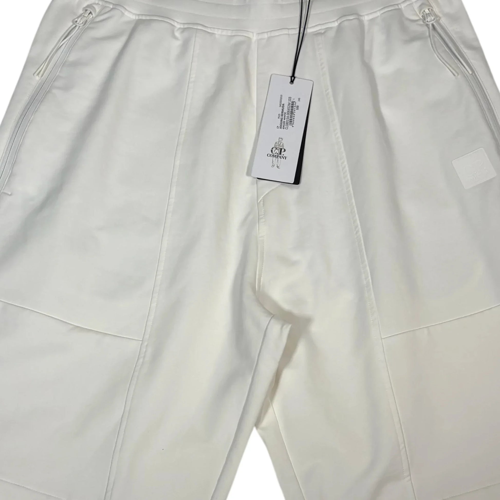 CP Company White Rubberised Box Logo Spell Out Shorts