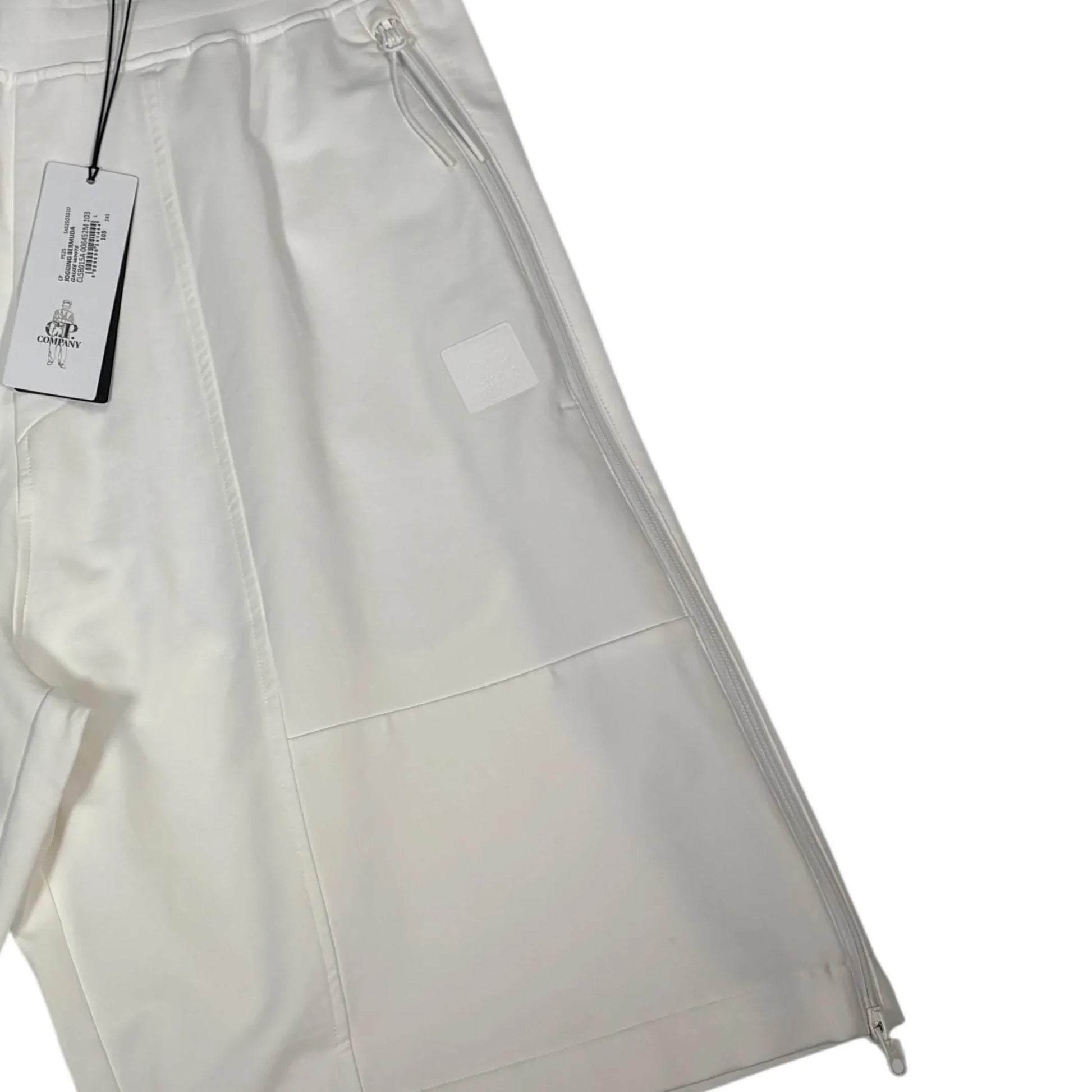 CP Company White Rubberised Box Logo Spell Out Shorts