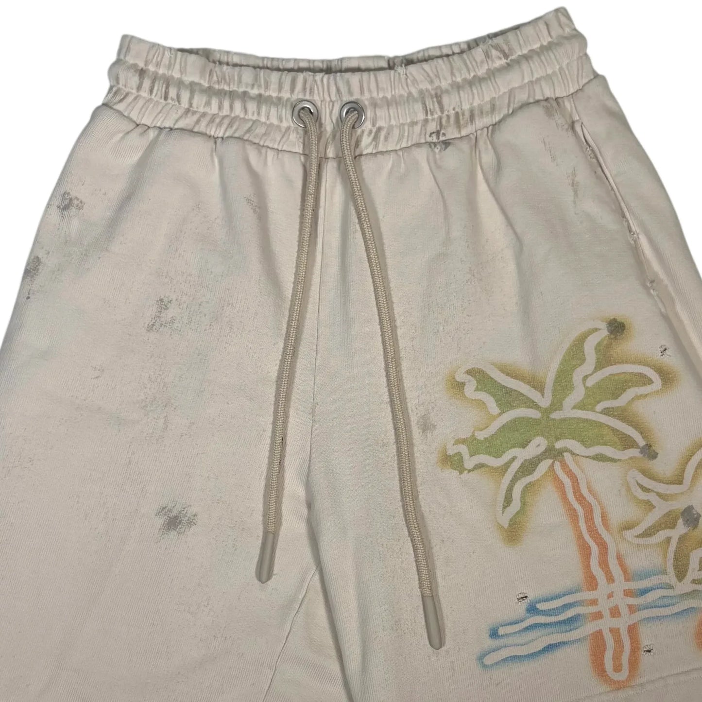 Palm Angels Beige Front and Rear Graphic Design Shorts