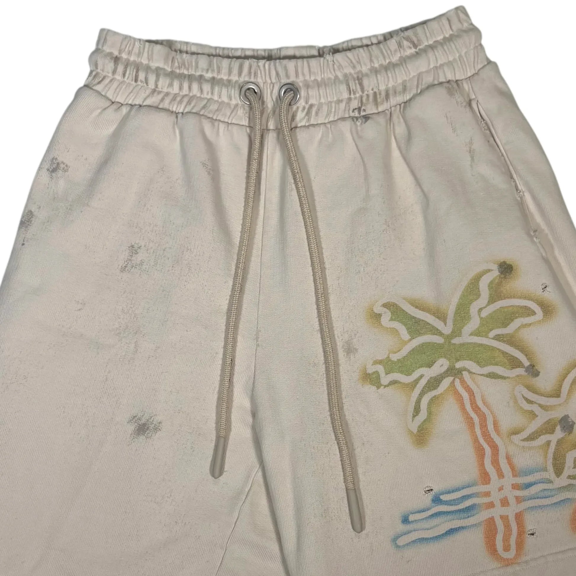 Palm Angels Beige Front and Rear Graphic Design Shorts