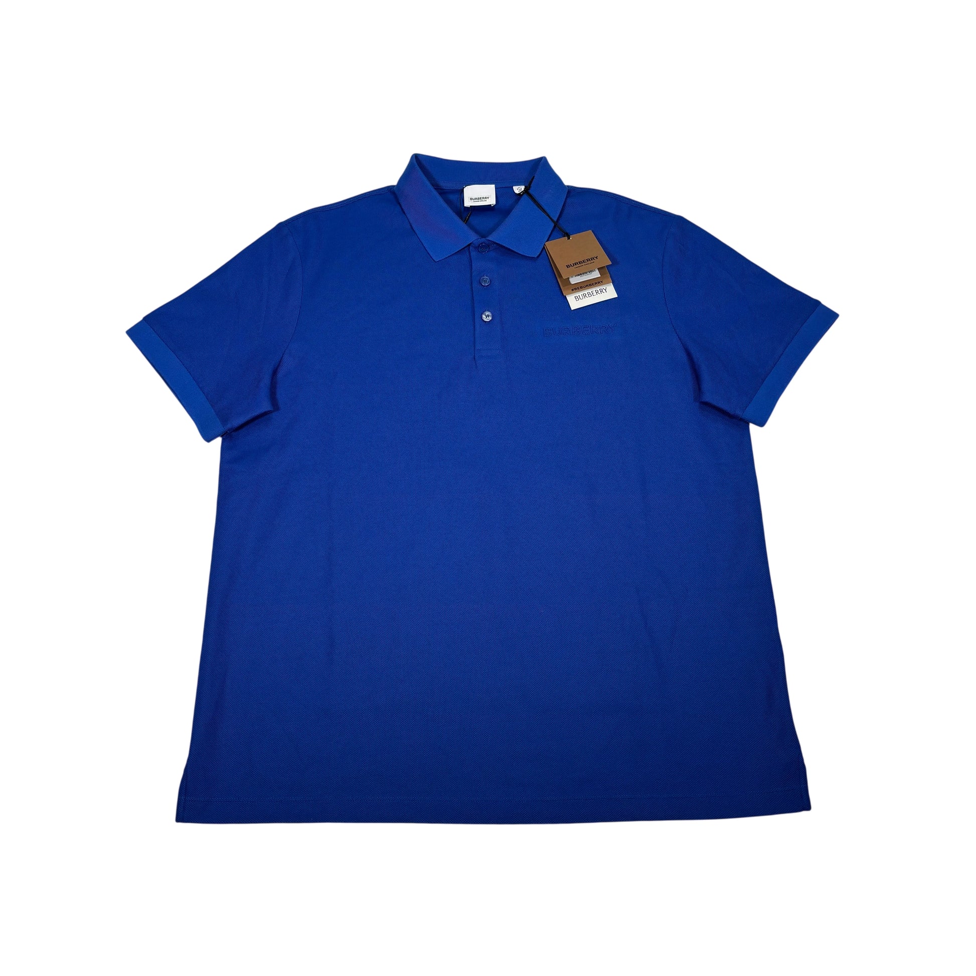 Burberry Blue Embroidered Logo Polo Shirt
