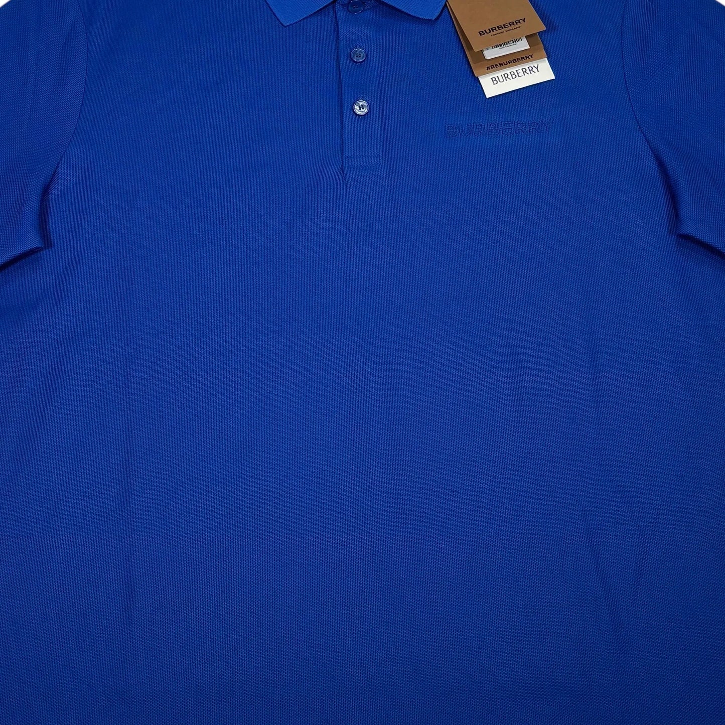 Burberry Blue Embroidered Logo Polo Shirt