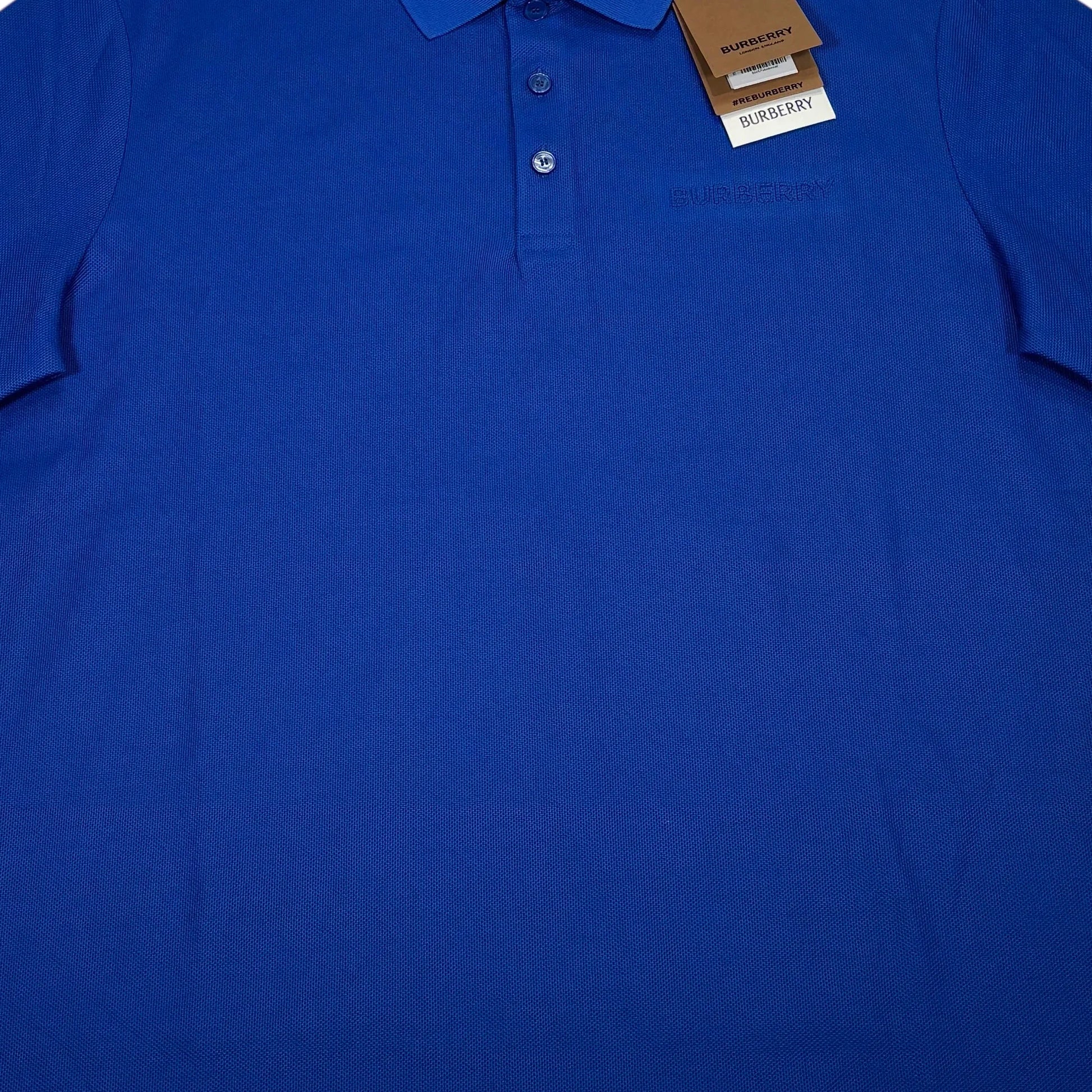 Burberry Blue Embroidered Logo Polo Shirt