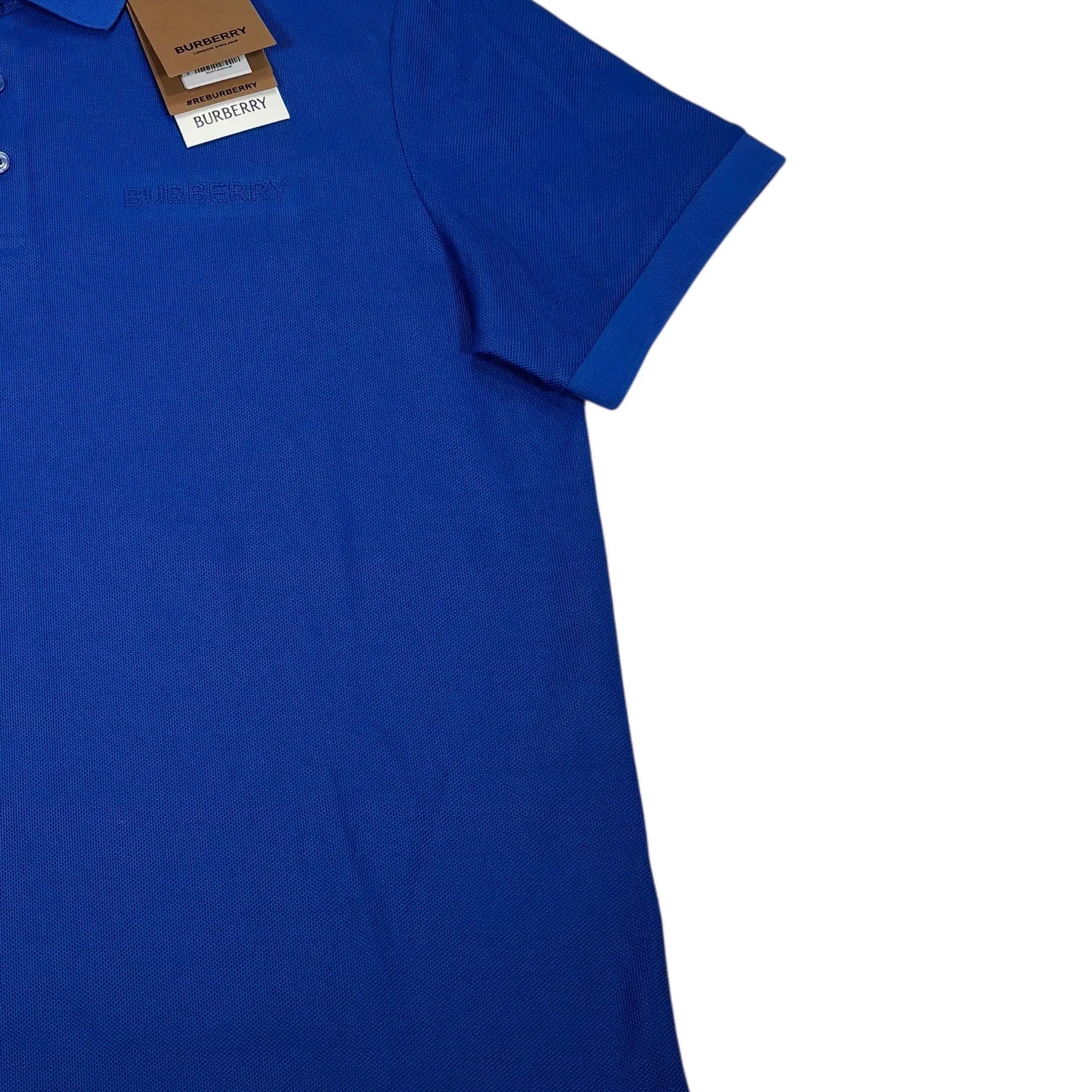 Burberry Blue Embroidered Logo Polo Shirt