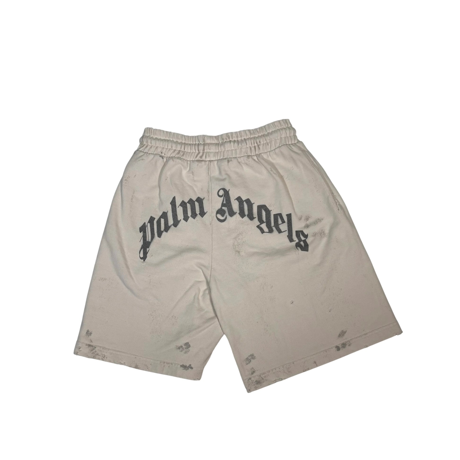 Palm Angels Beige Front and Rear Graphic Design Shorts