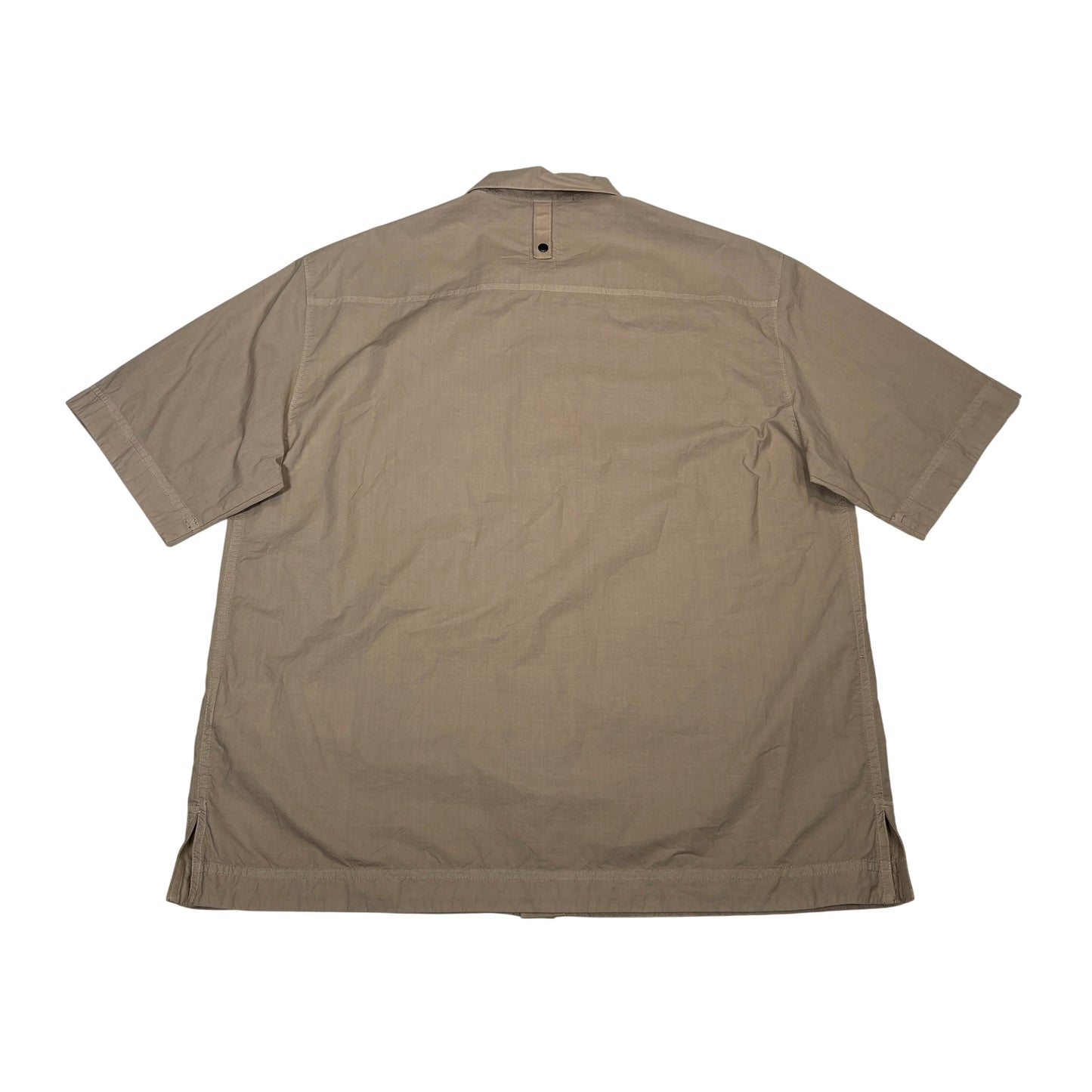 Stone Island Beige Embroidered Logo Short Sleeve Button-Button Shirt