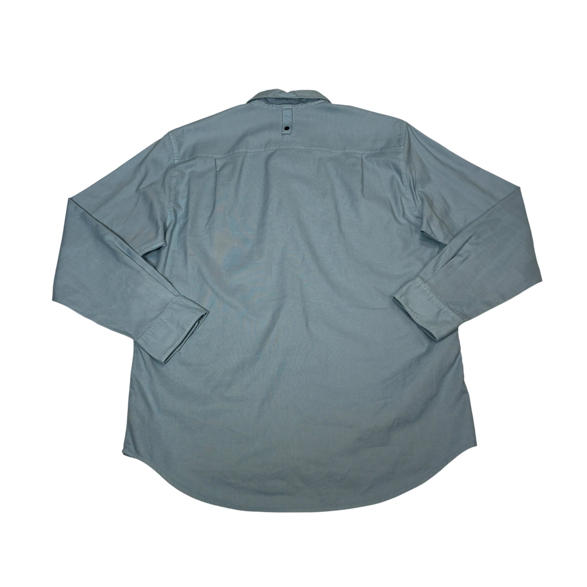 Stone Island Blue Embroidered Logo Long-sleeve Button-up Shirt