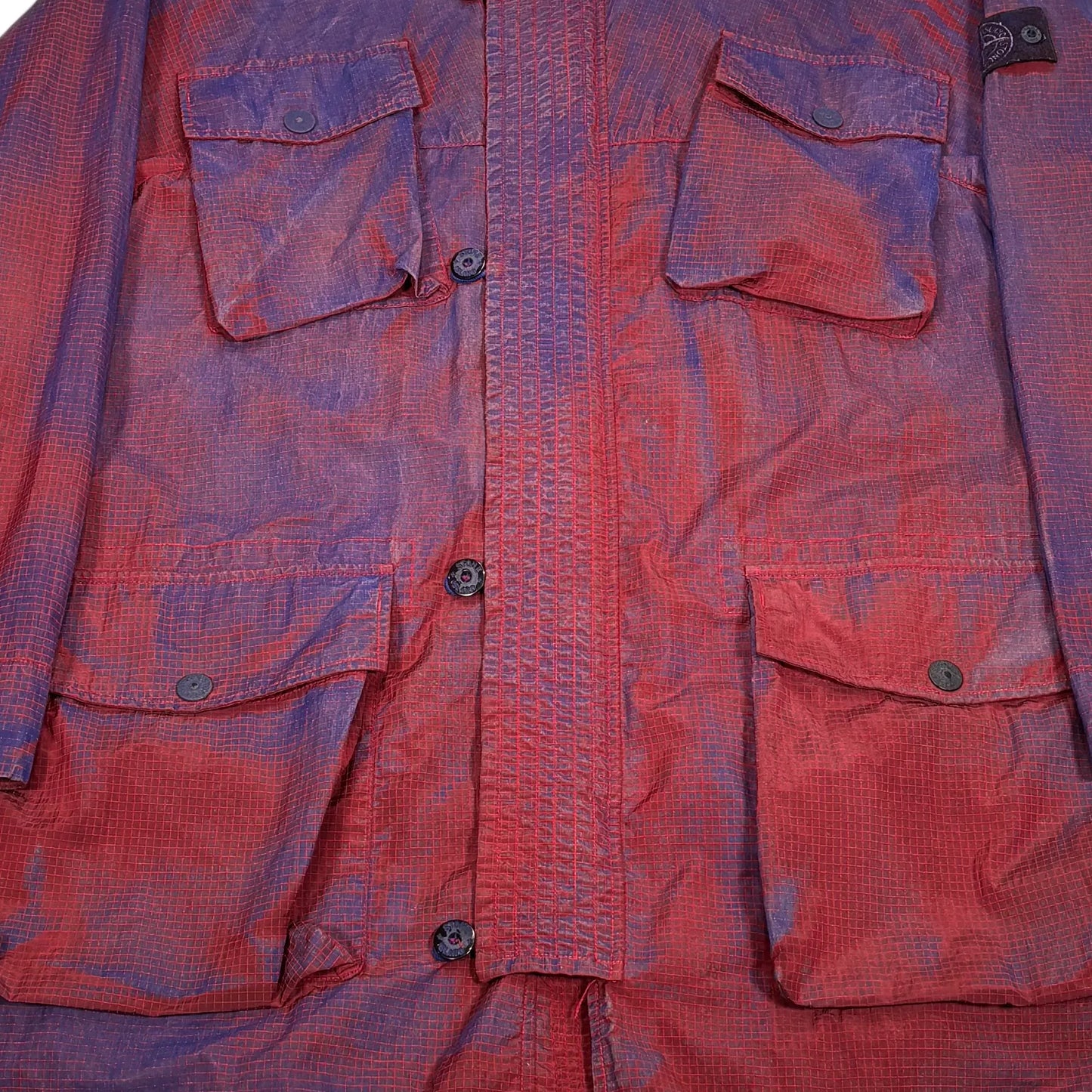 Stone Island Red Prototype Series 04 Manual Flocking Nylon Metal Grid-OVD 095/100 Coat