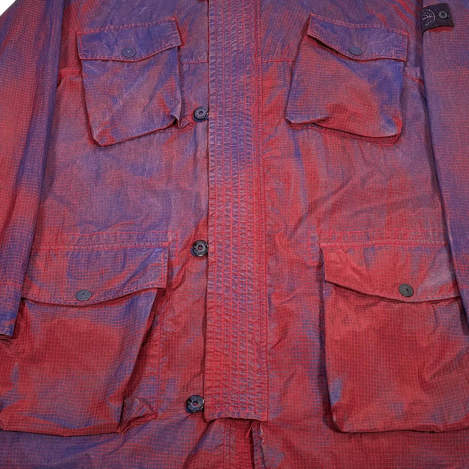 Stone Island Red Prototype Series 04 Manual Flocking Nylon Metal Grid-OVD 095/100 Coat