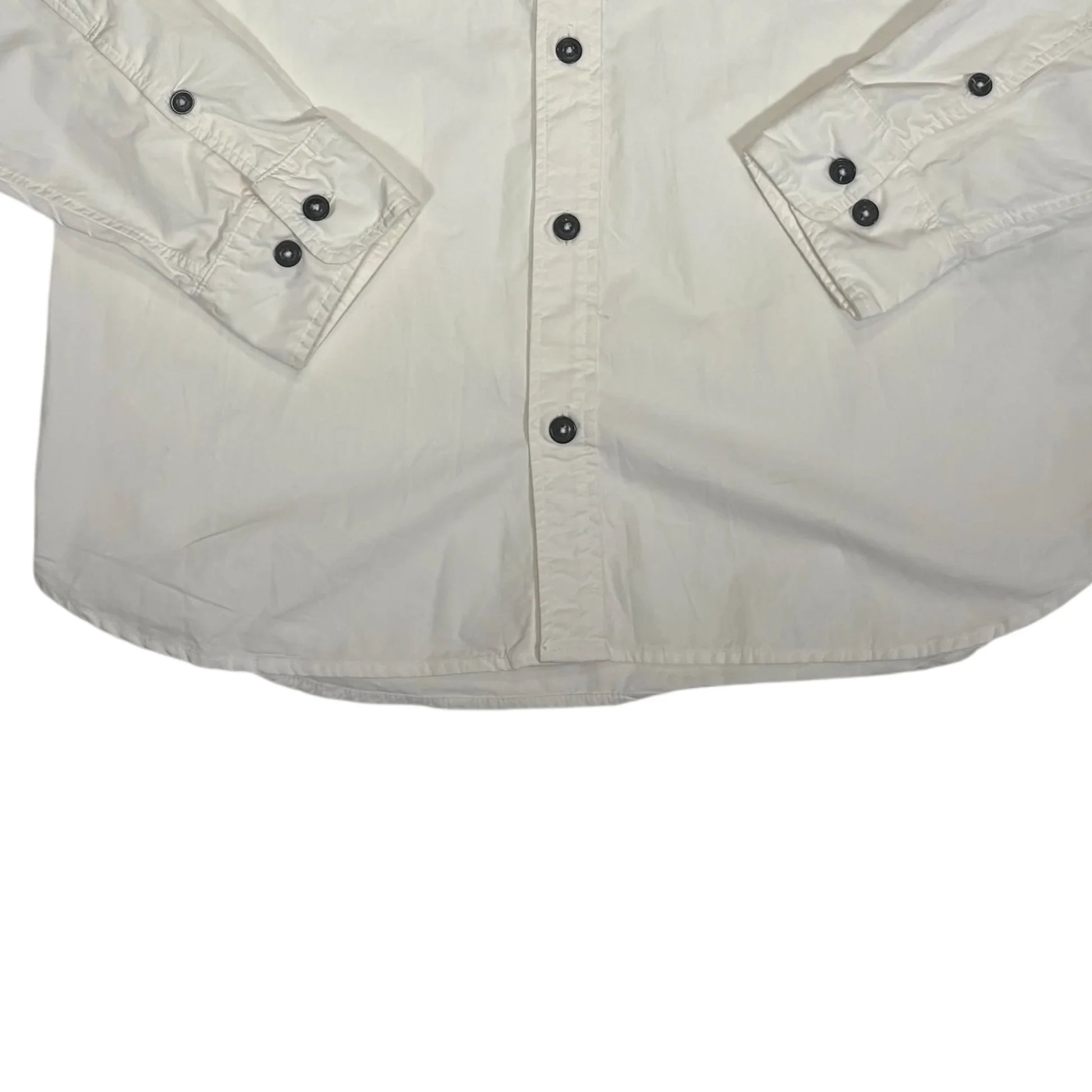 CP Company White Long Sleeve Button-up Single Goggle Shirt