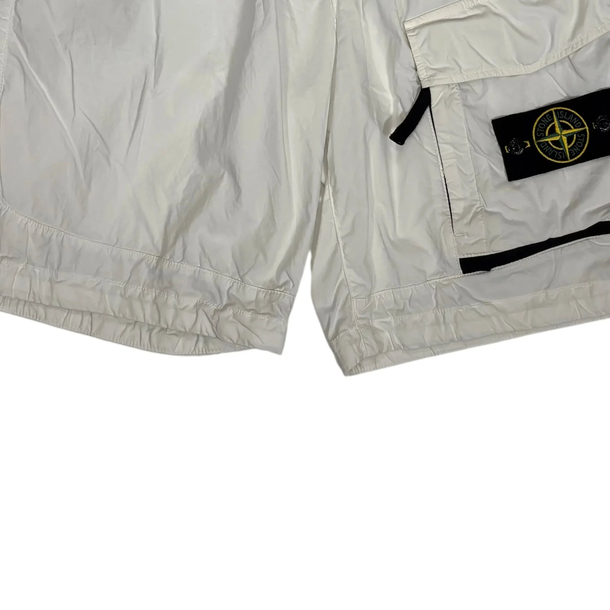 Stone Island White Compass Patch Cargo Shorts