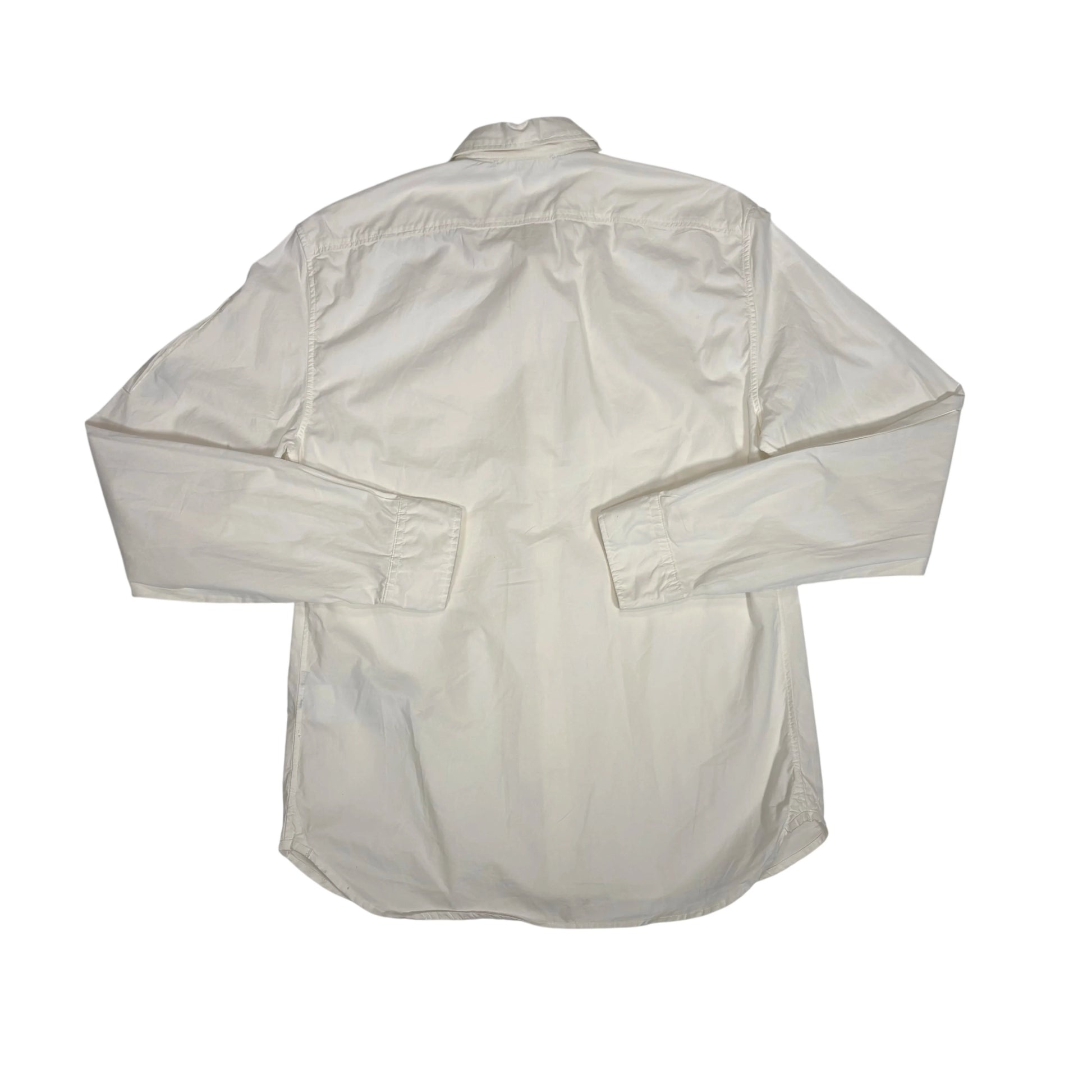 CP Company White Long Sleeve Button-up Single Goggle Shirt