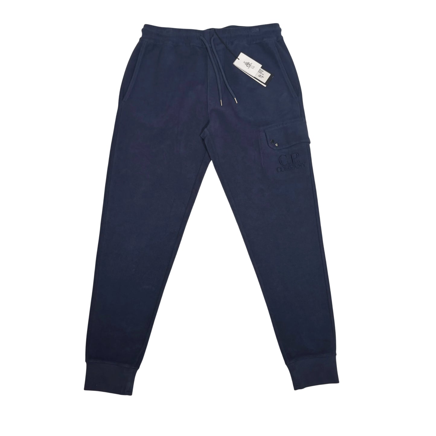 CP Company Navy Embroidered Logo Spell Out Jogger Sweatpants