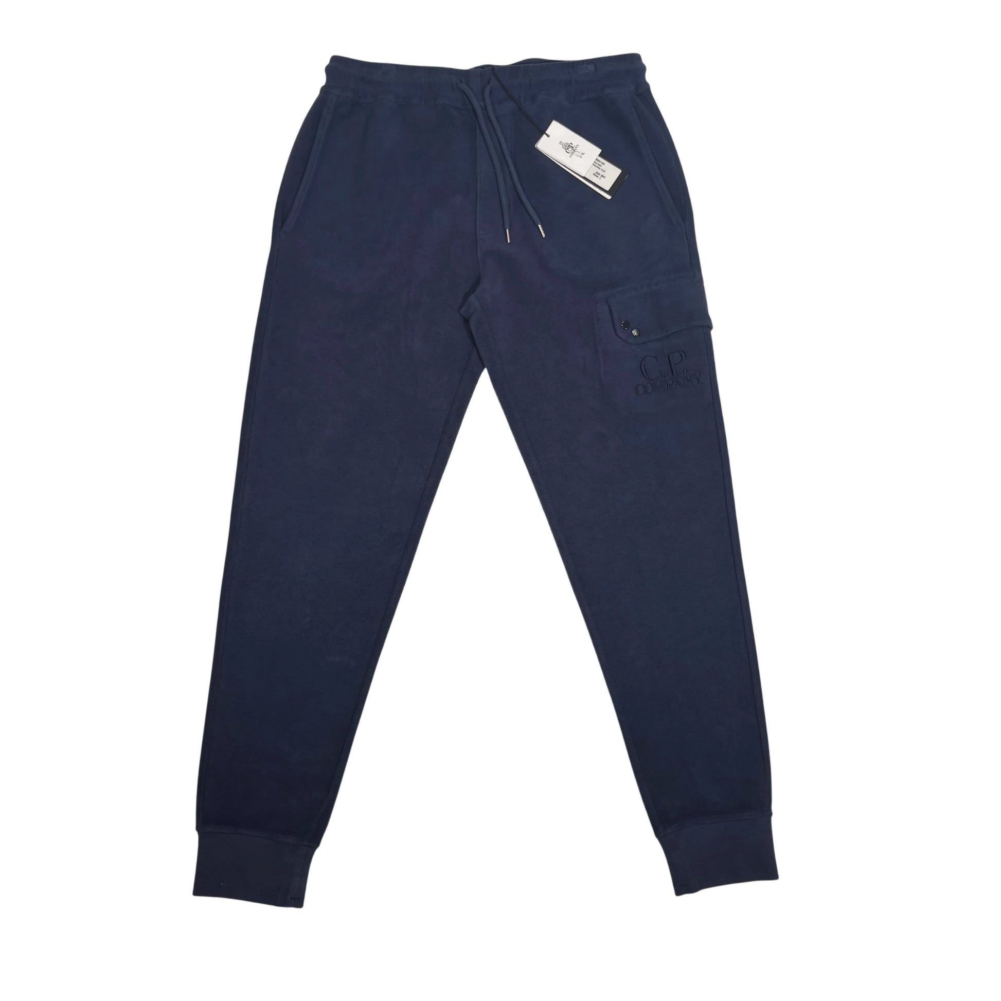 CP Company Navy Embroidered Logo Spell Out Jogger Sweatpants