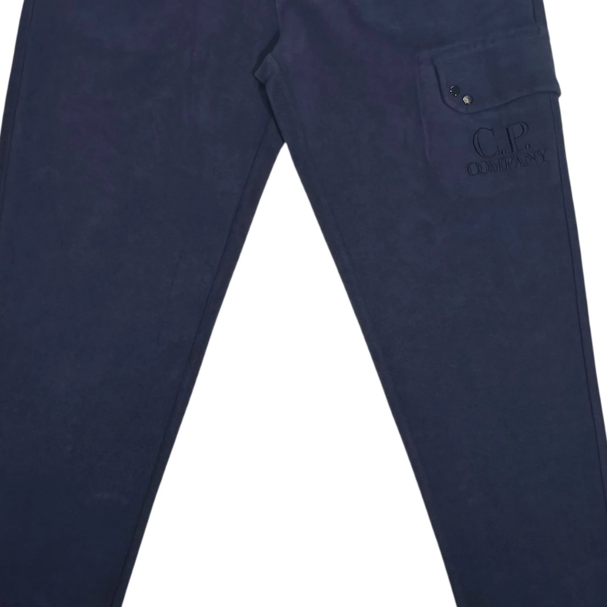 CP Company Navy Embroidered Logo Spell Out Jogger Sweatpants