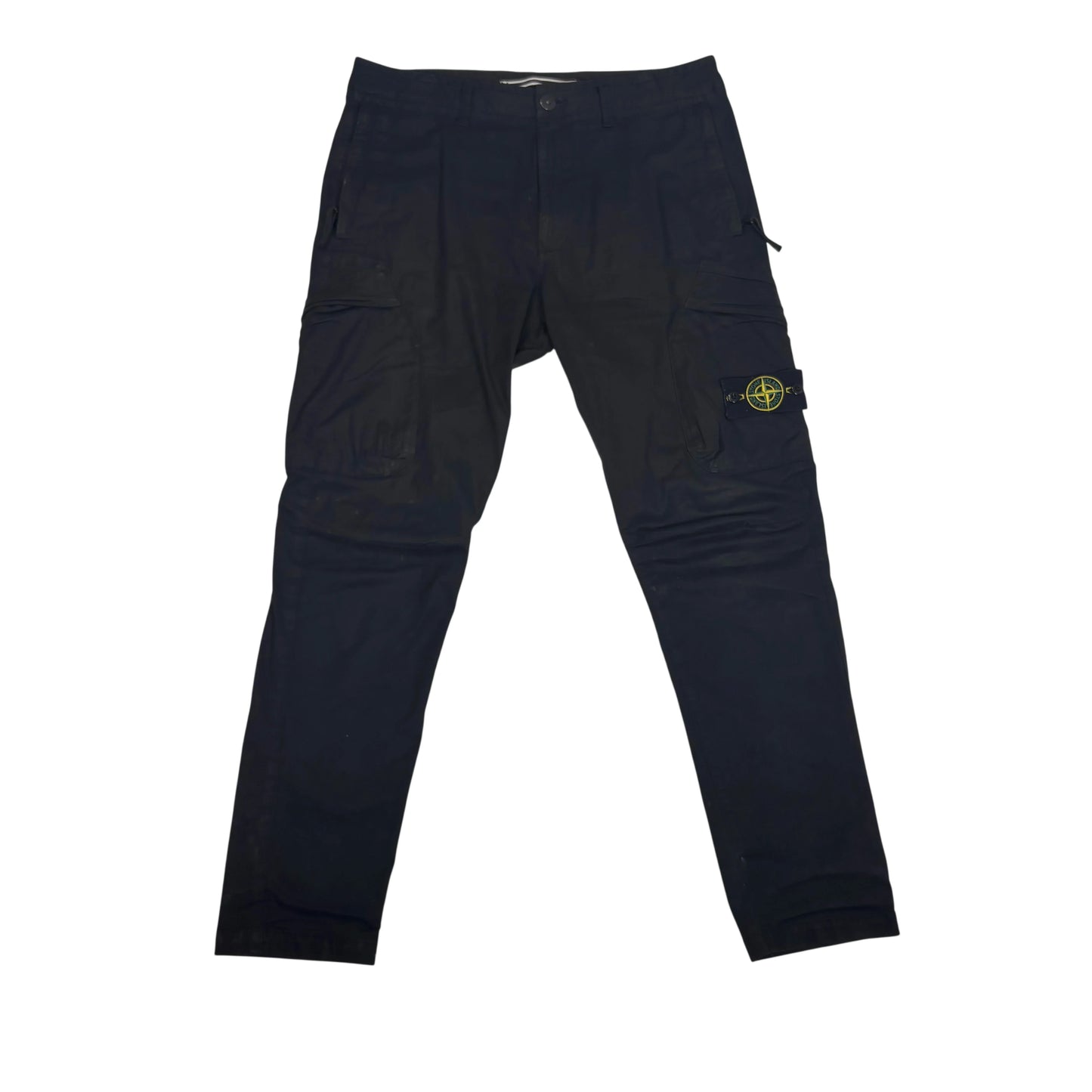 Stone Island Black Compass-Patch Cargo Trousers