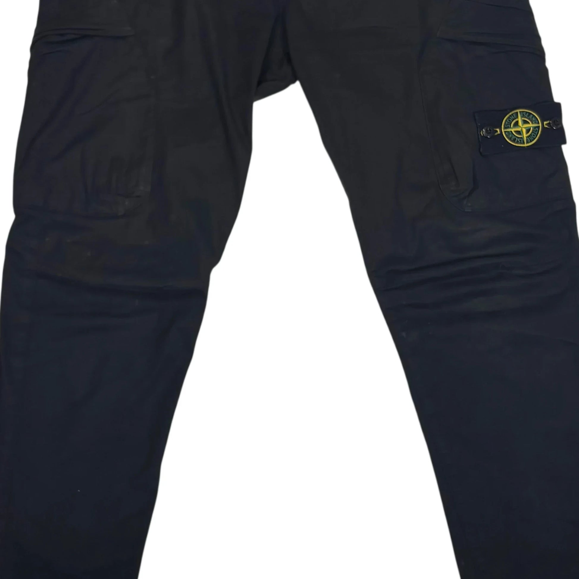 Stone Island Black Compass-Patch Cargo Trousers