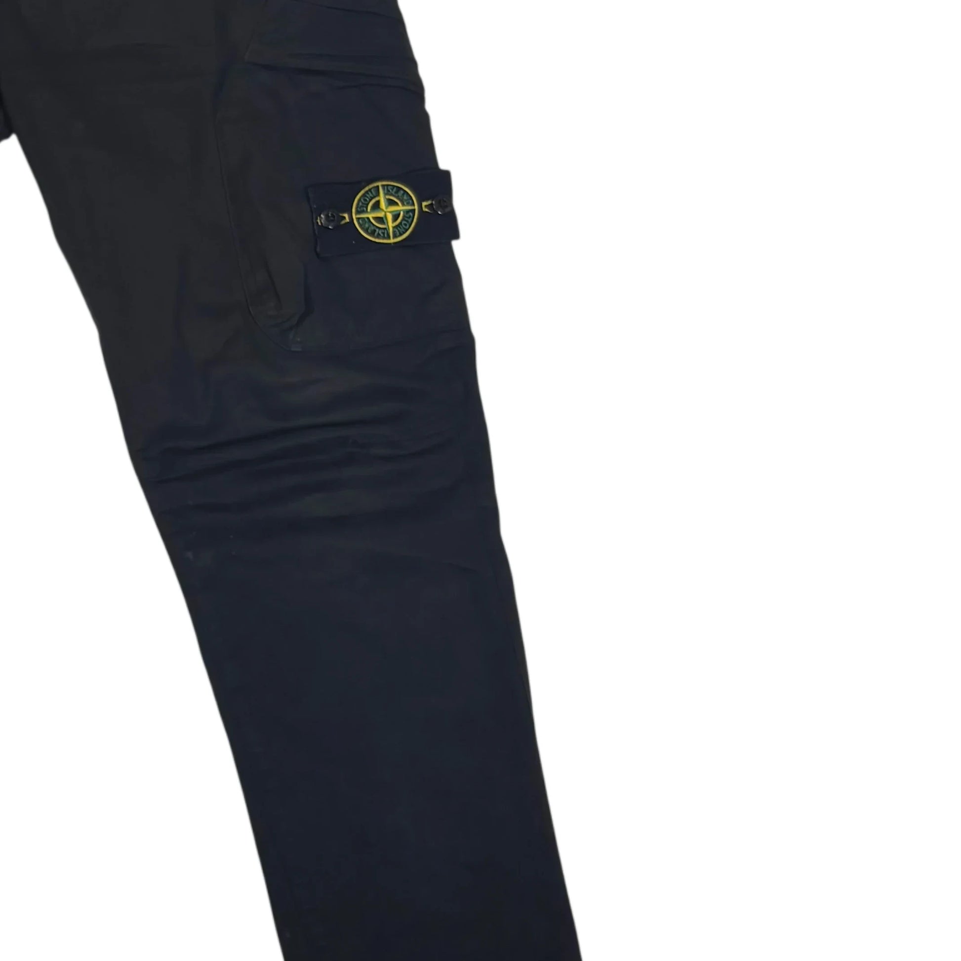 Stone Island Black Compass-Patch Cargo Trousers